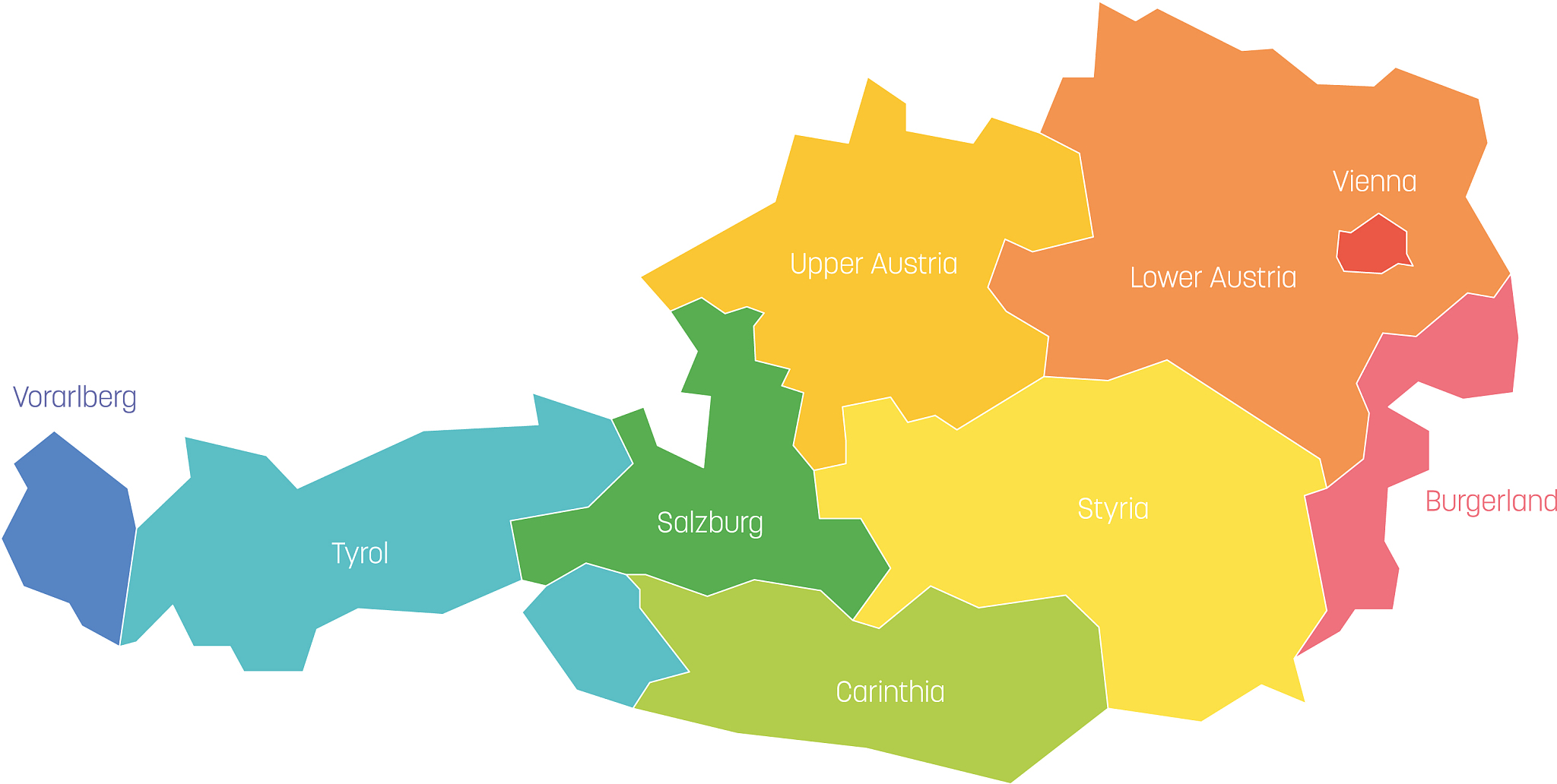 states austria map regional country
