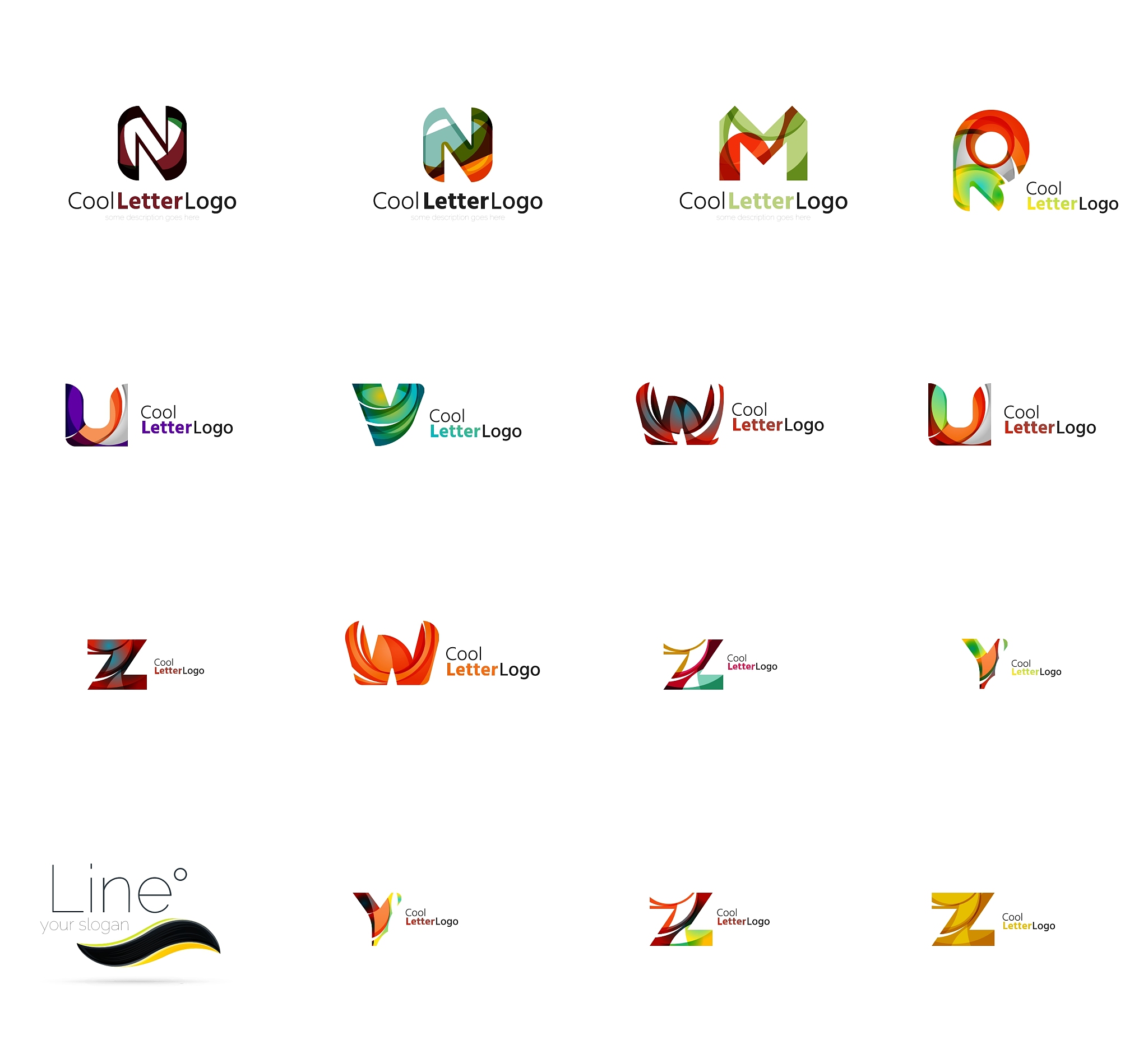 set of universal company logo ideas business icon
