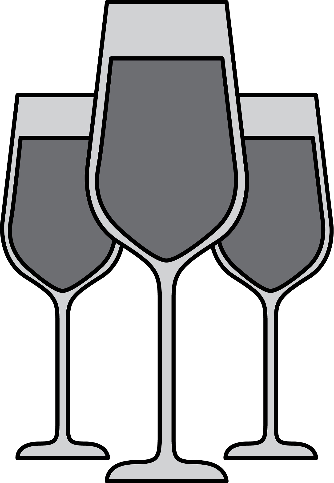 three glasses with champagne alcohol liquid