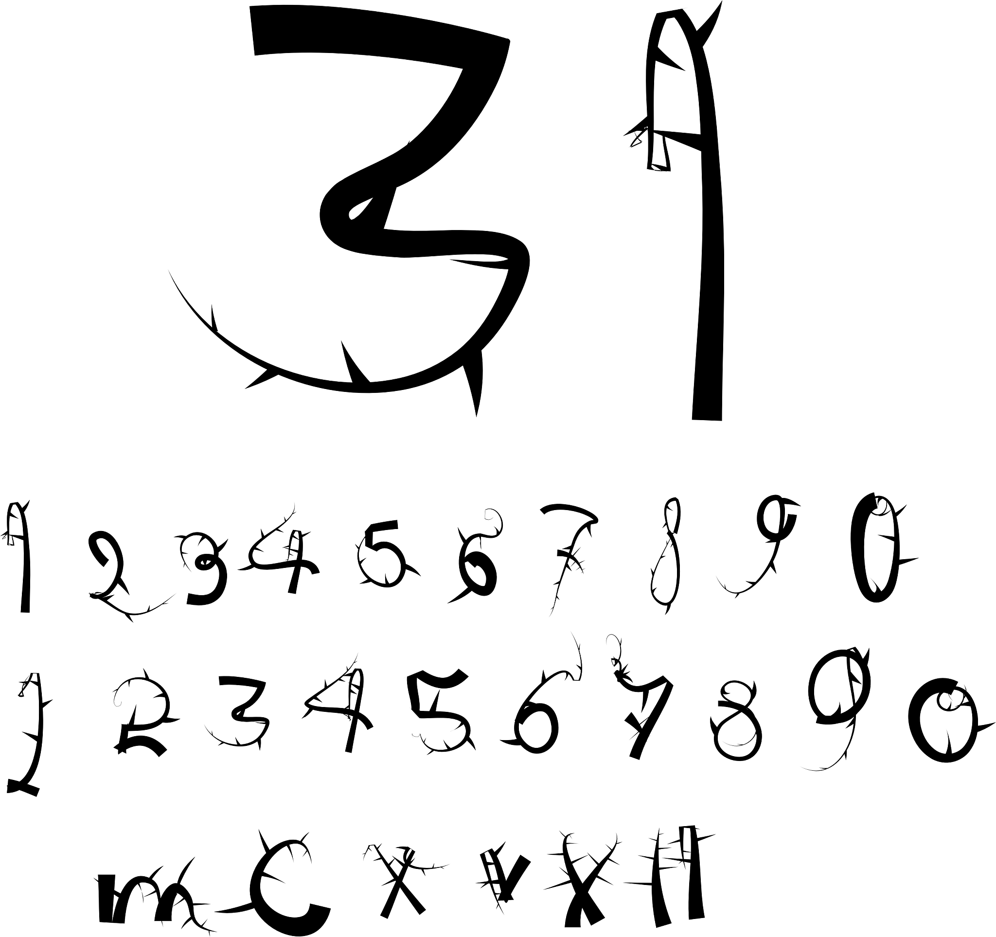 spiky numerals