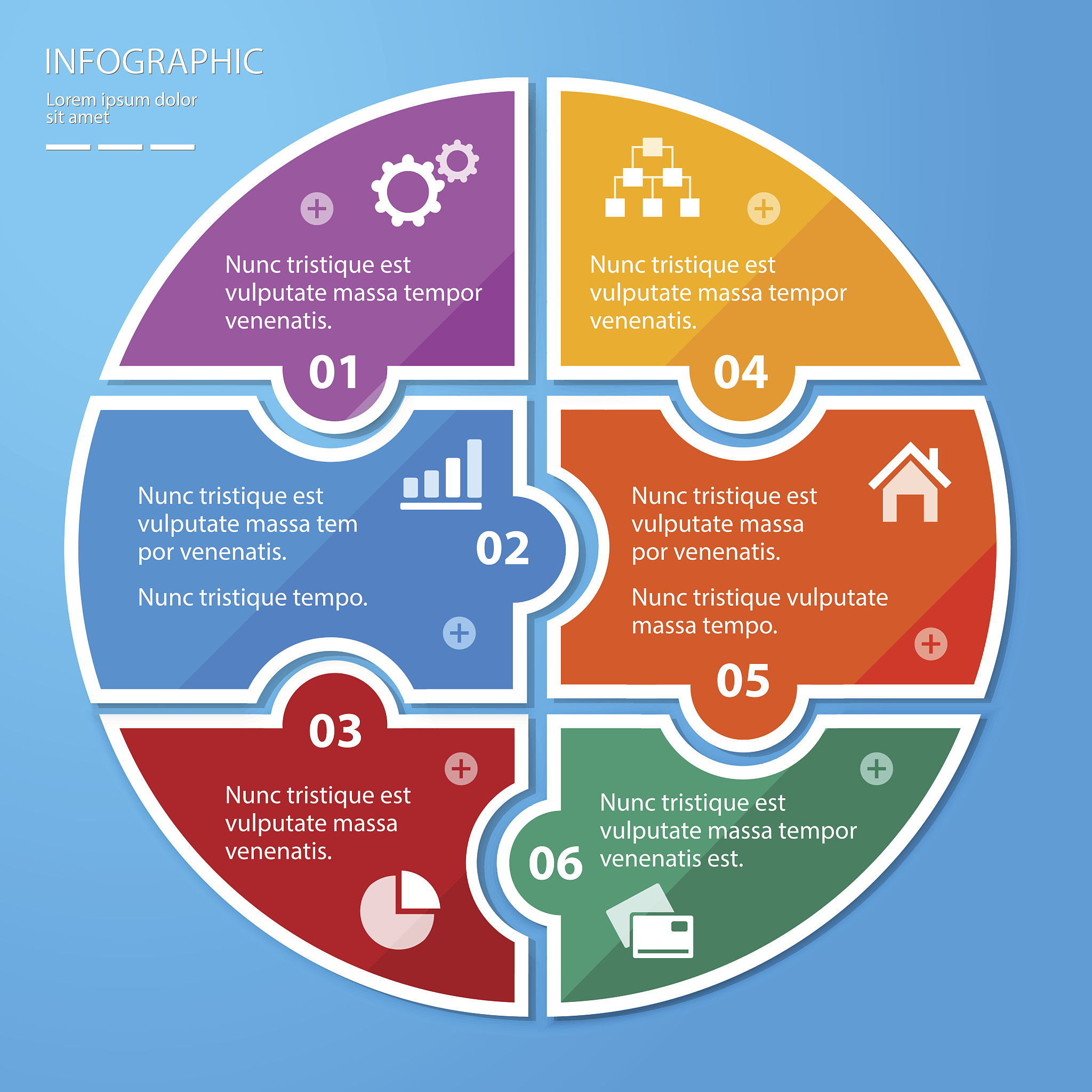circle puzzle pieces template for infographic.