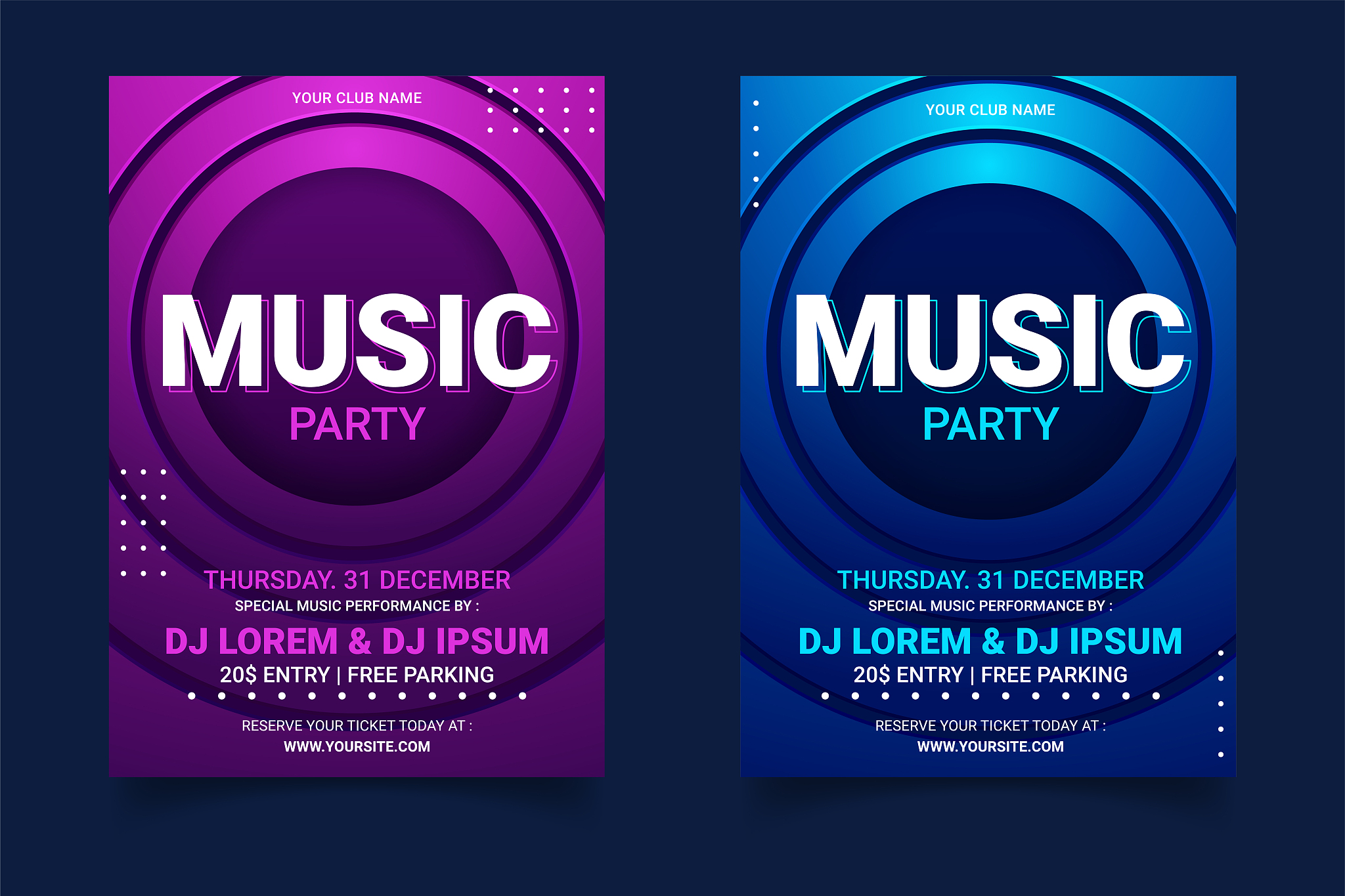 music party poster template collection