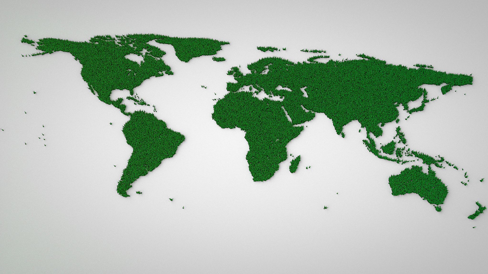 green world map concept. 3d world map made of grass