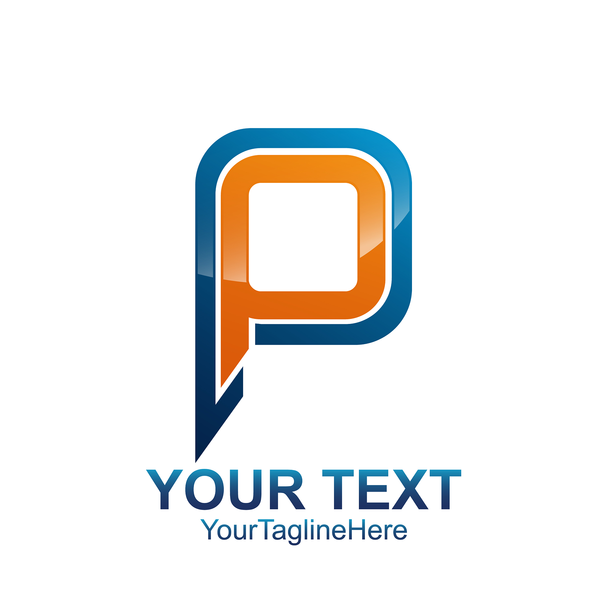 initial letter p logo template colored orange
