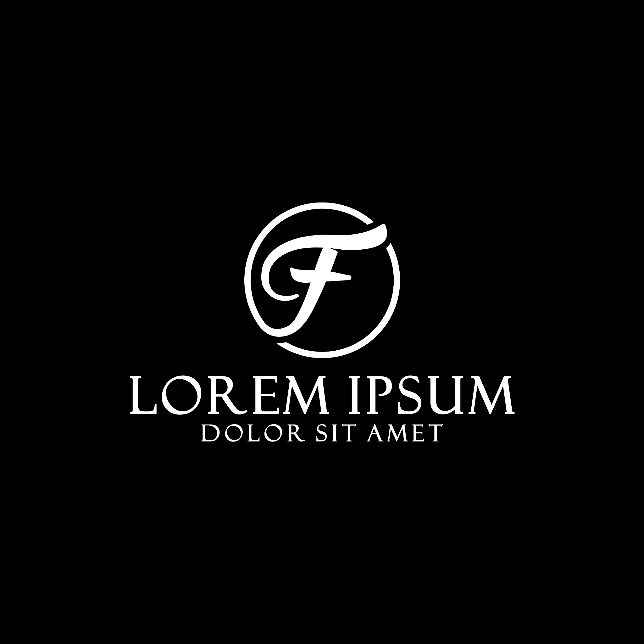 initial letter f logo template with cursive font