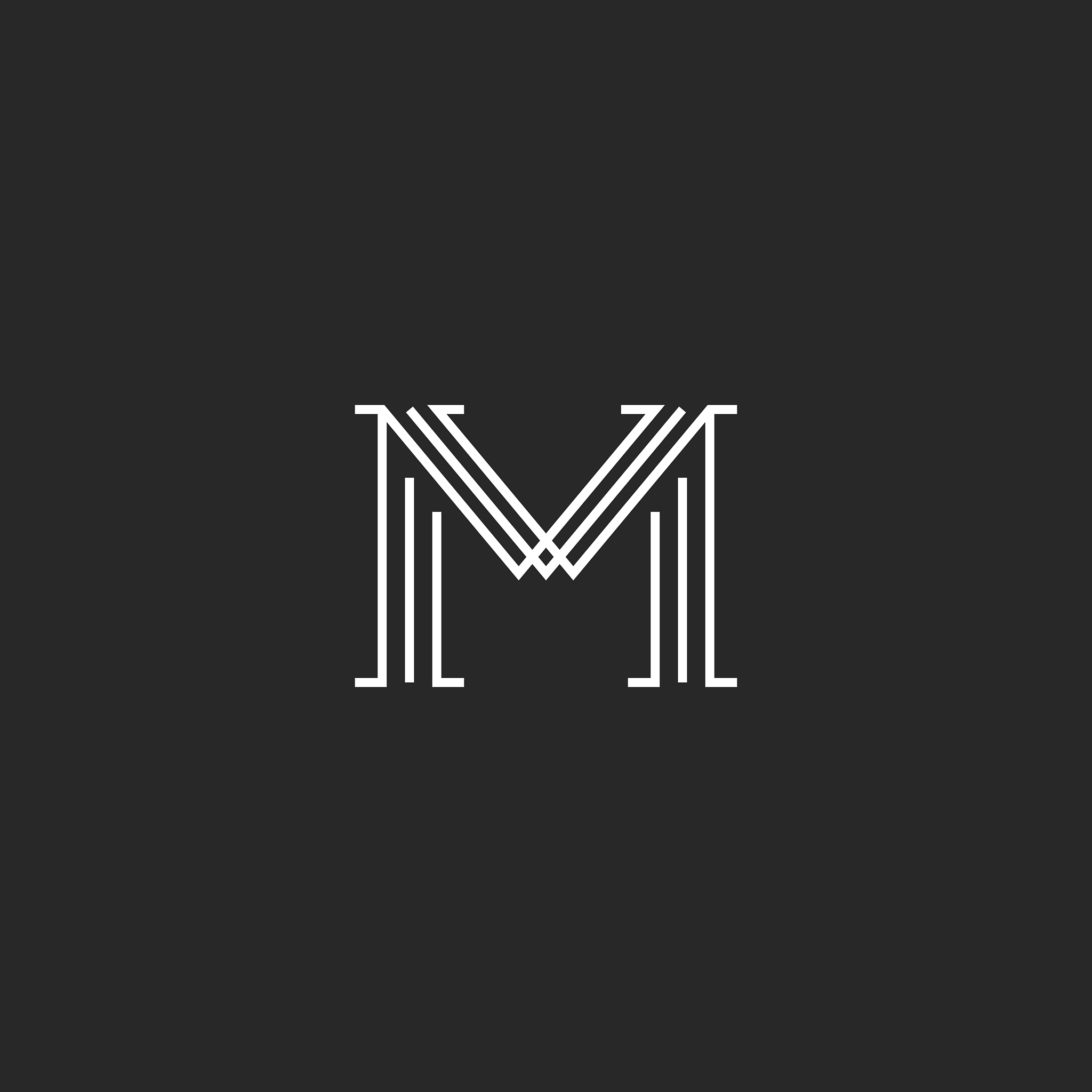 monogram letter m logo mockup thin line
