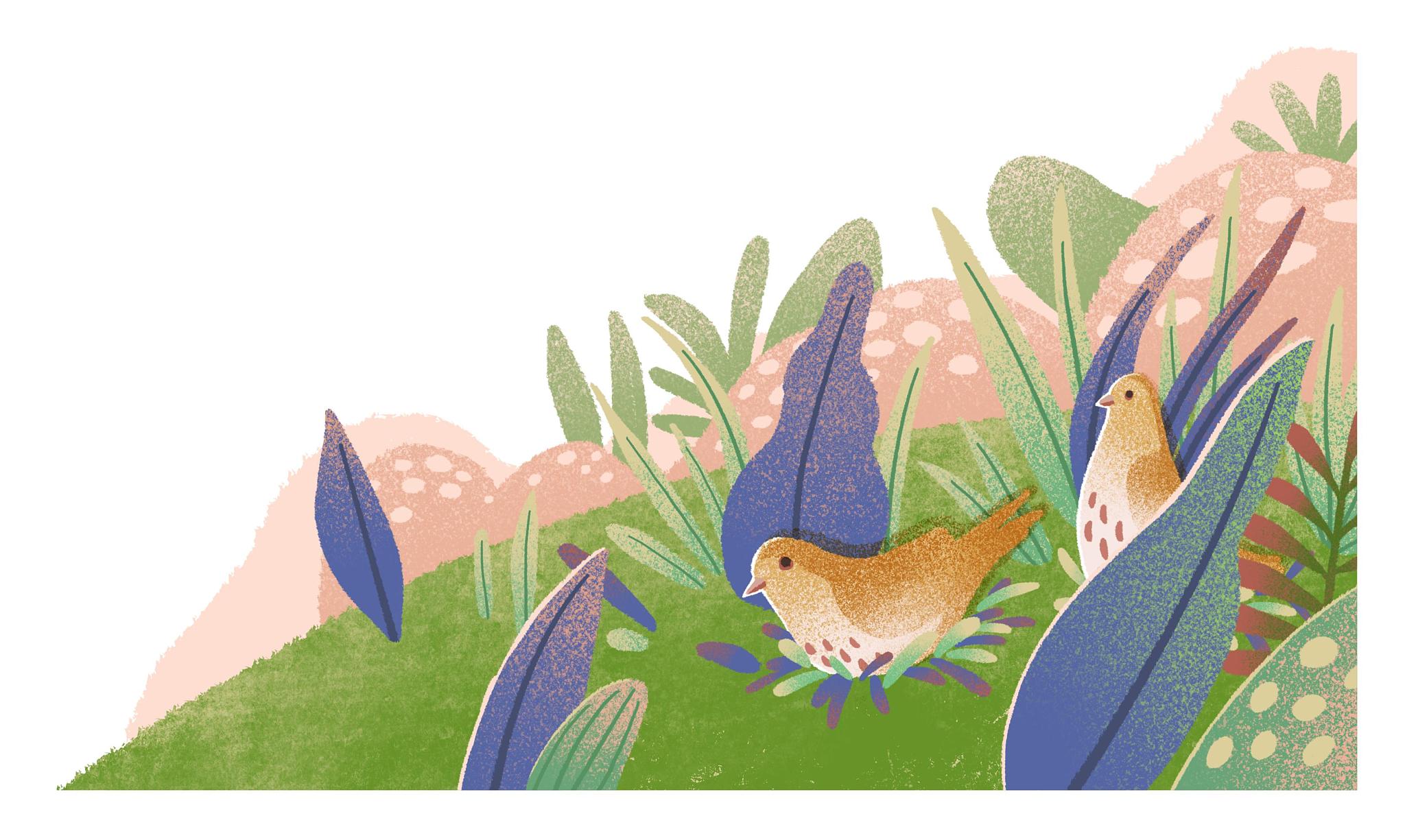 儿童插画：自然元素带来的平静与放松