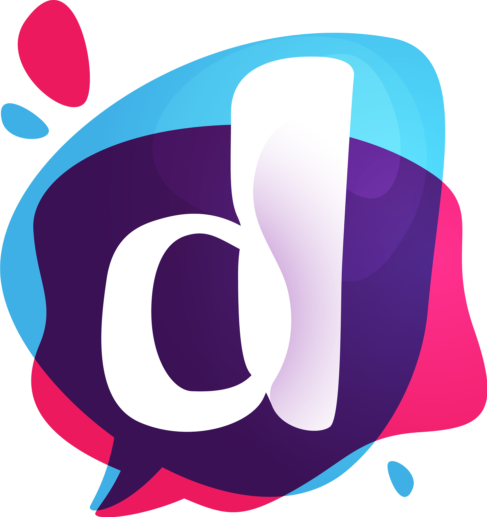 d letter chat app logo at colorful watercolor