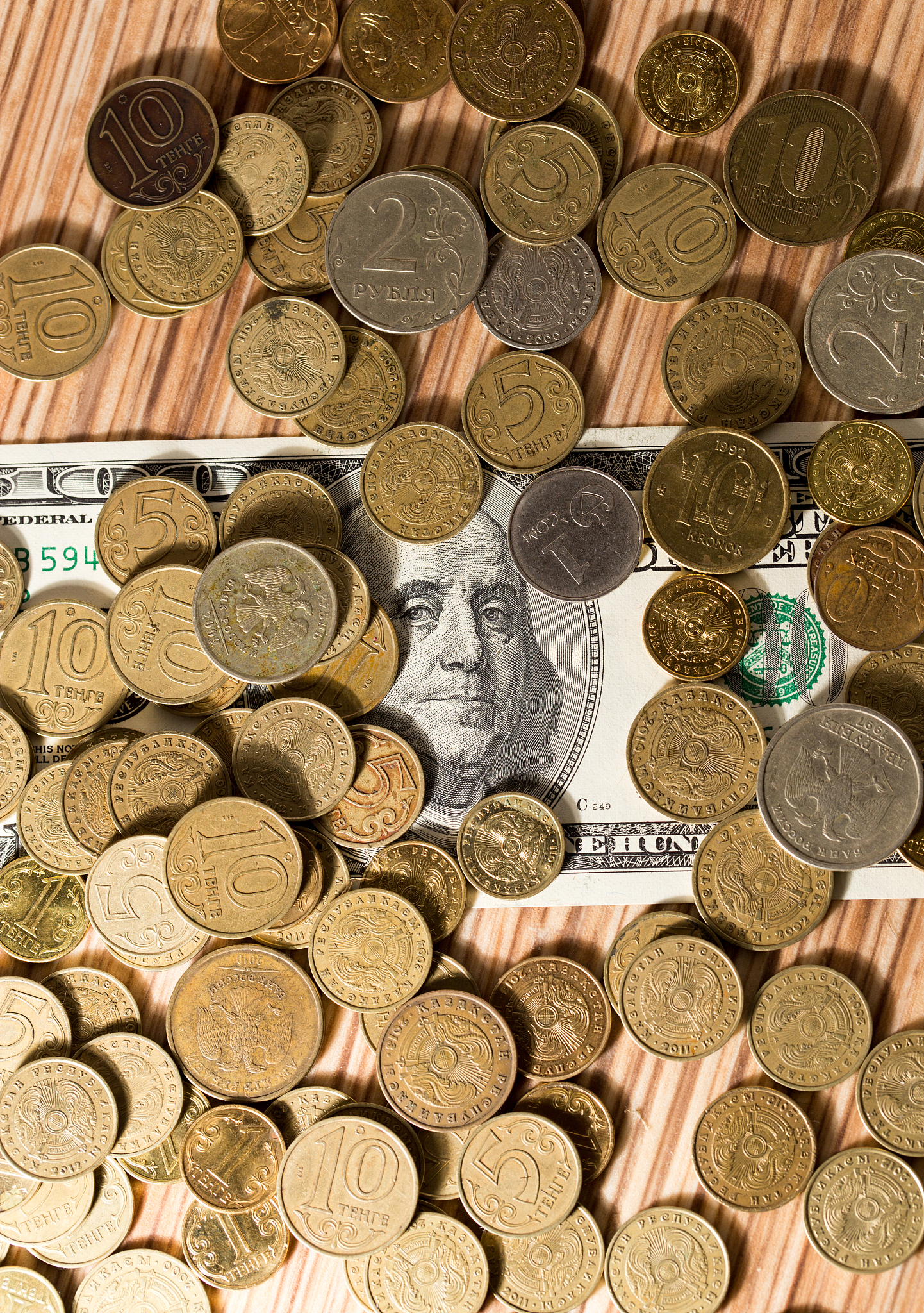 coins and dollars