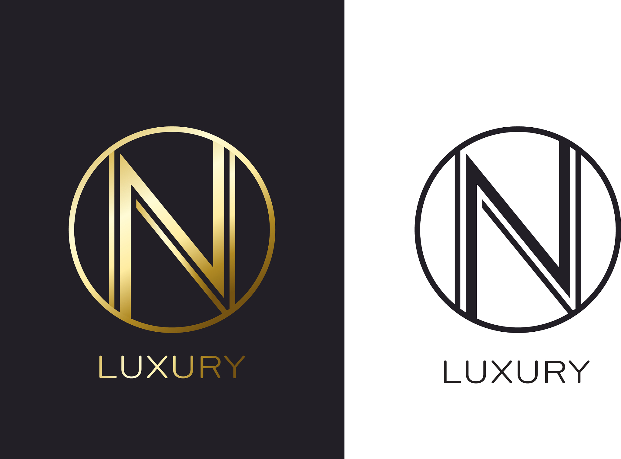 logo n monogram gold letter seal mockup elegant
