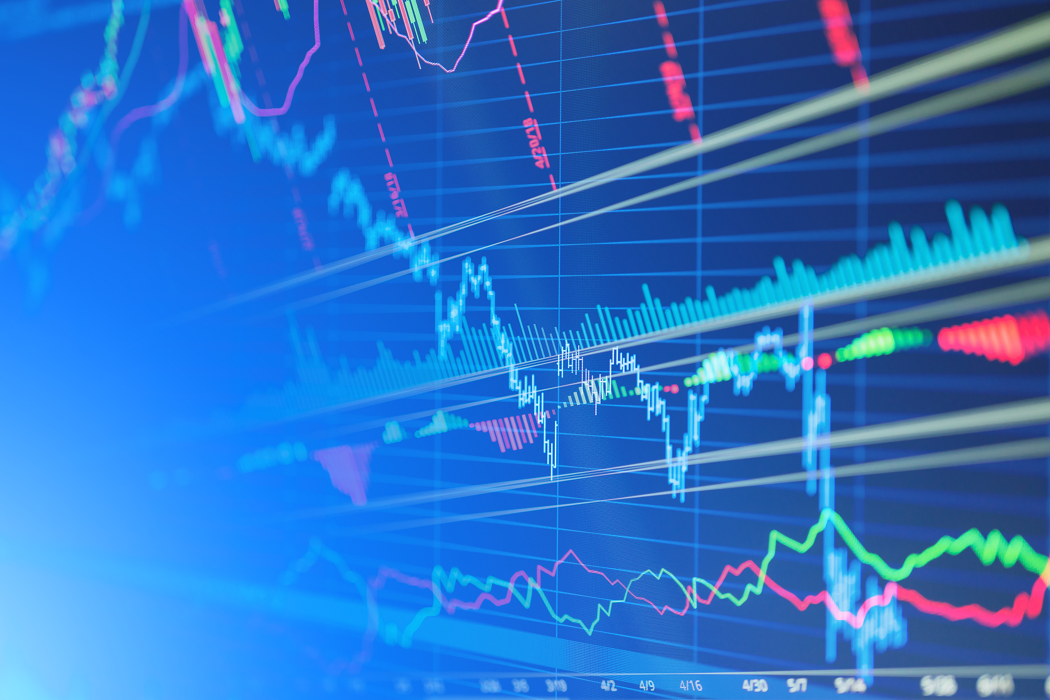 financial business stock market graph chart candle stick screen 