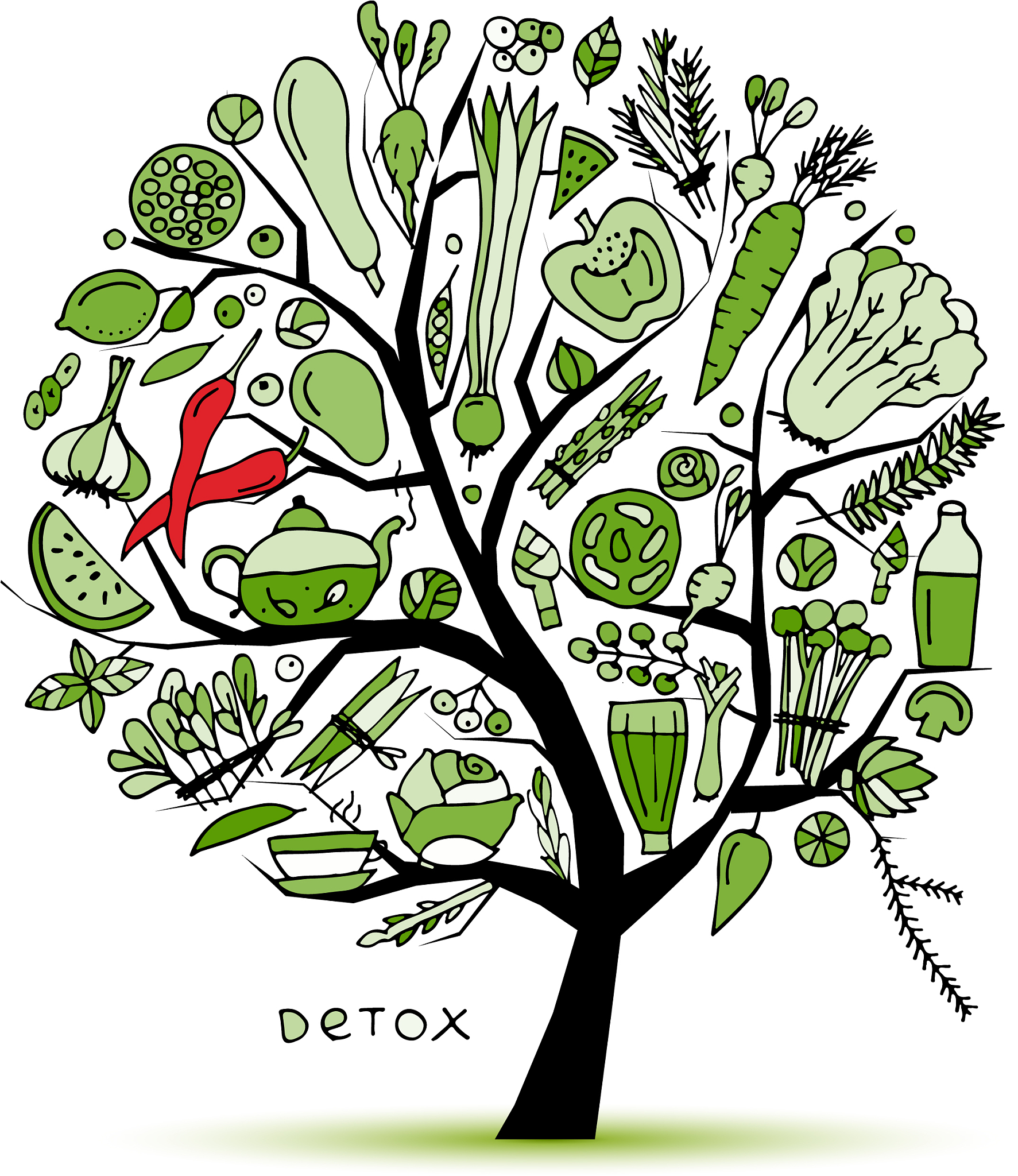tree with green vegetables sketch for your design