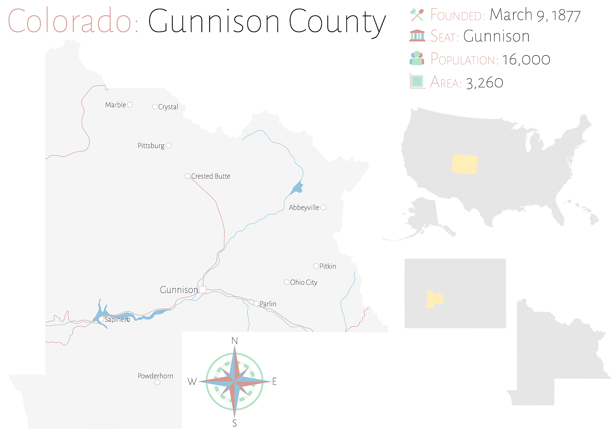 map of gunnison county in colorado