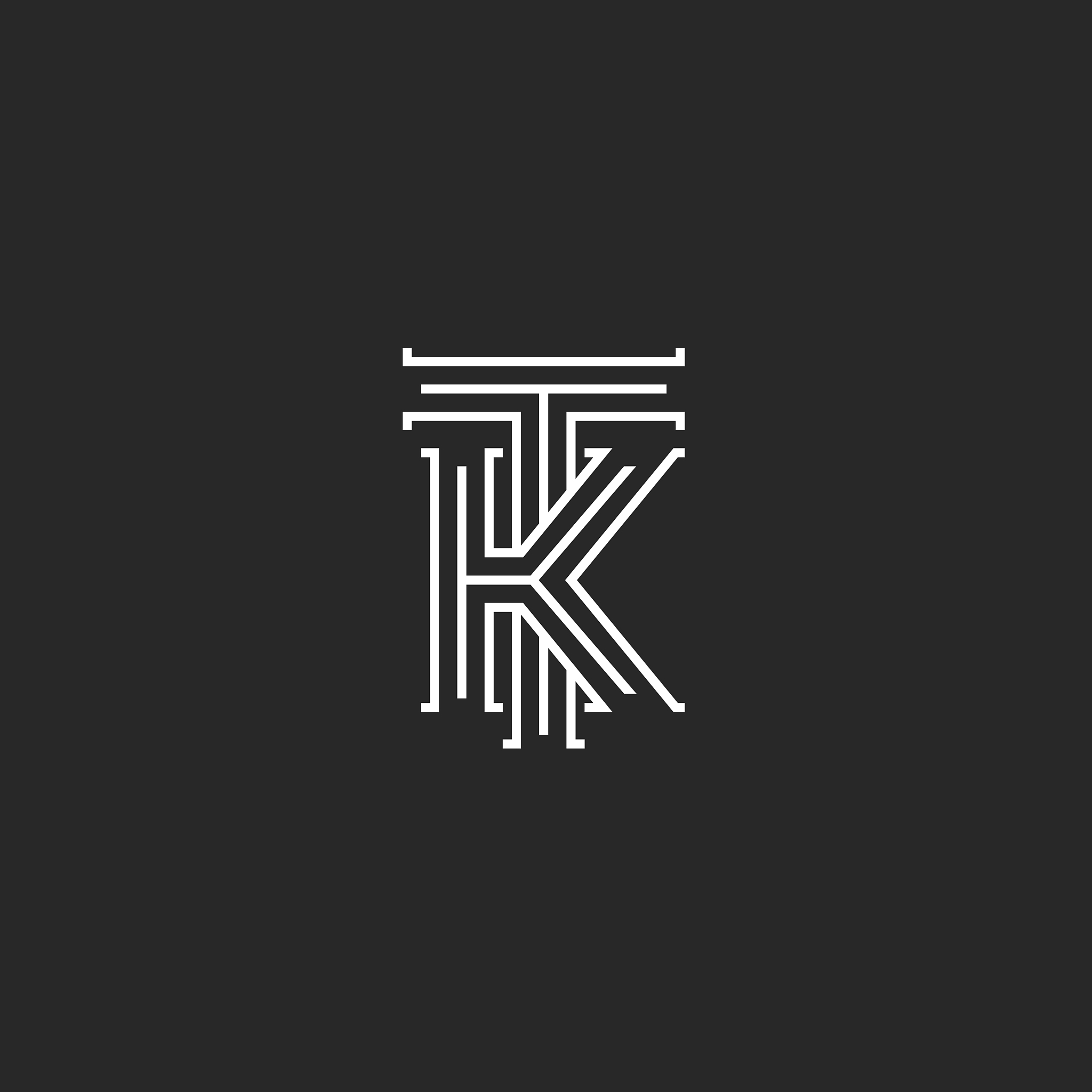 medieval monogram tk logo combination initials t