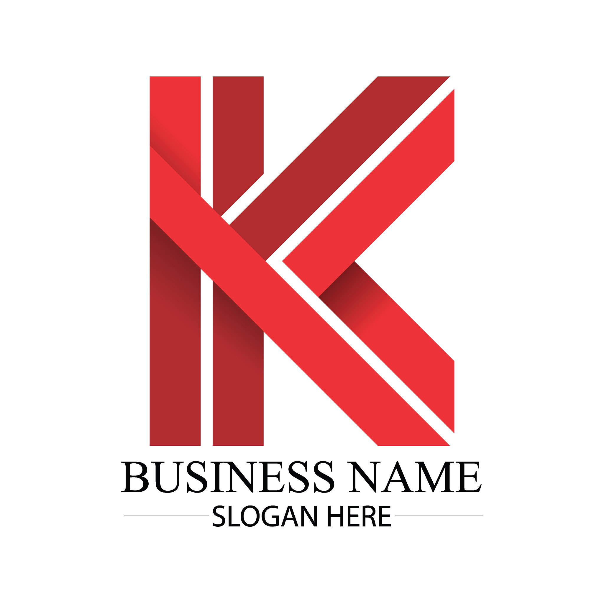 business red k letter logo template