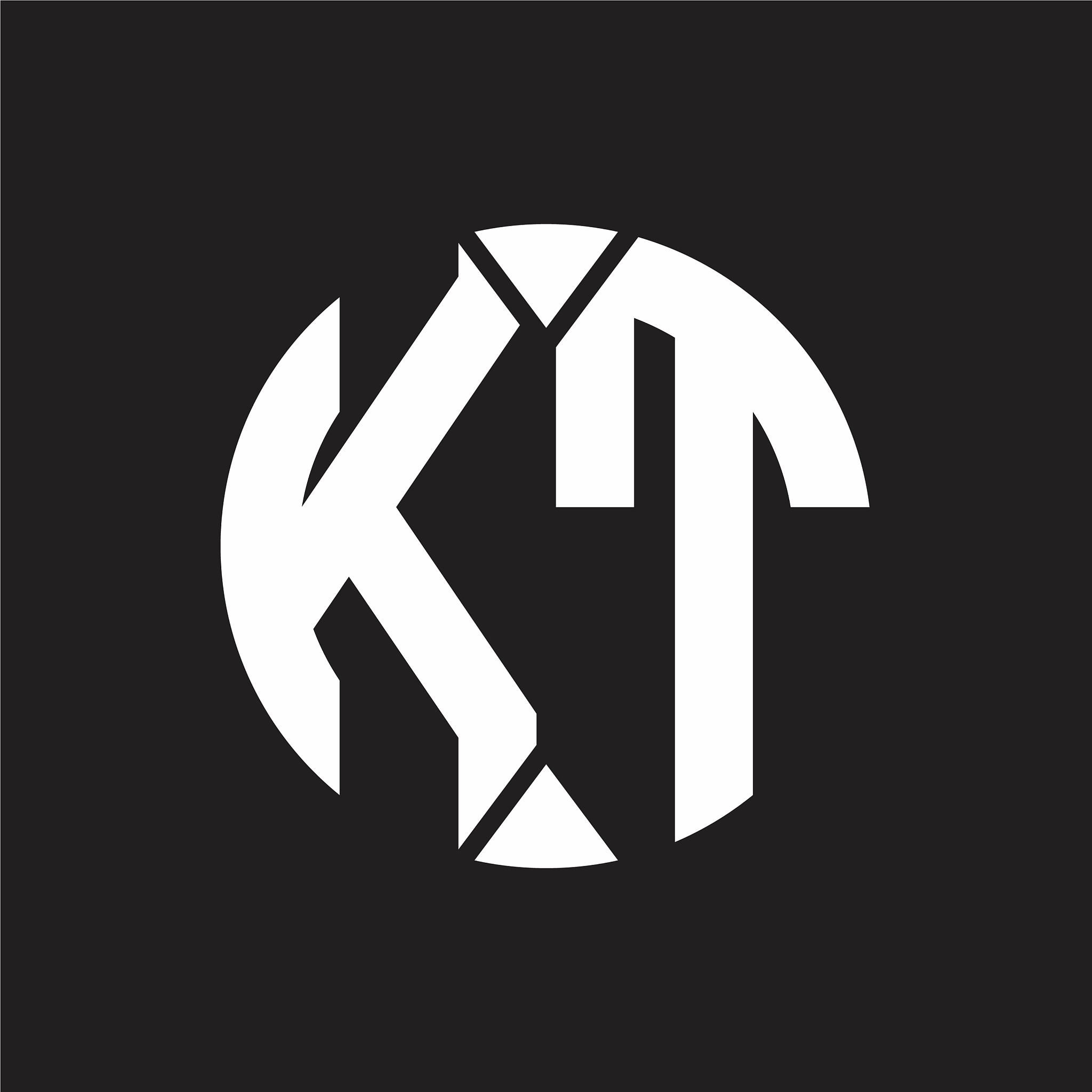 kt logo monogram with piece circle ribbon style