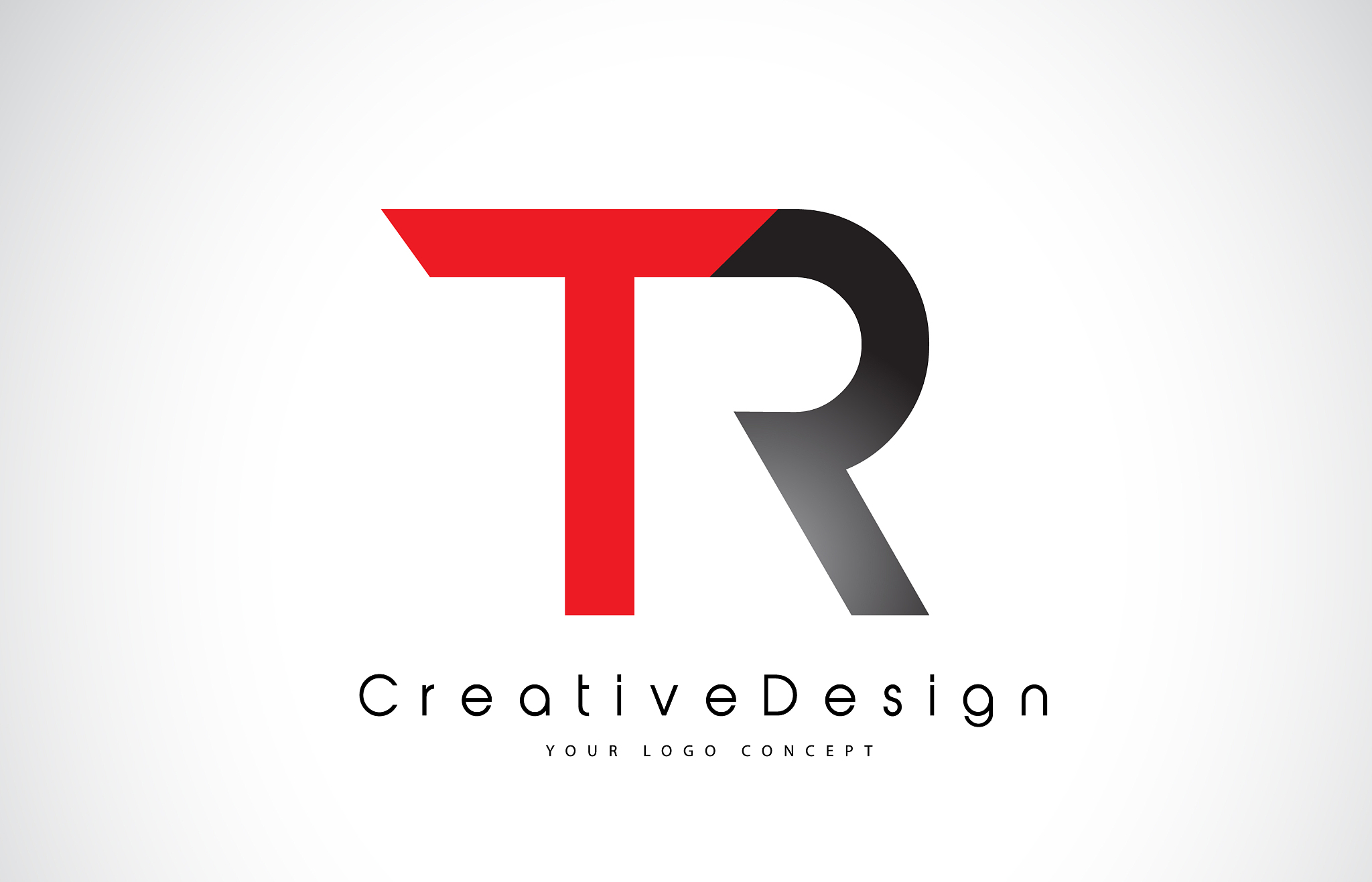 red and black tr t r letter logo design creative