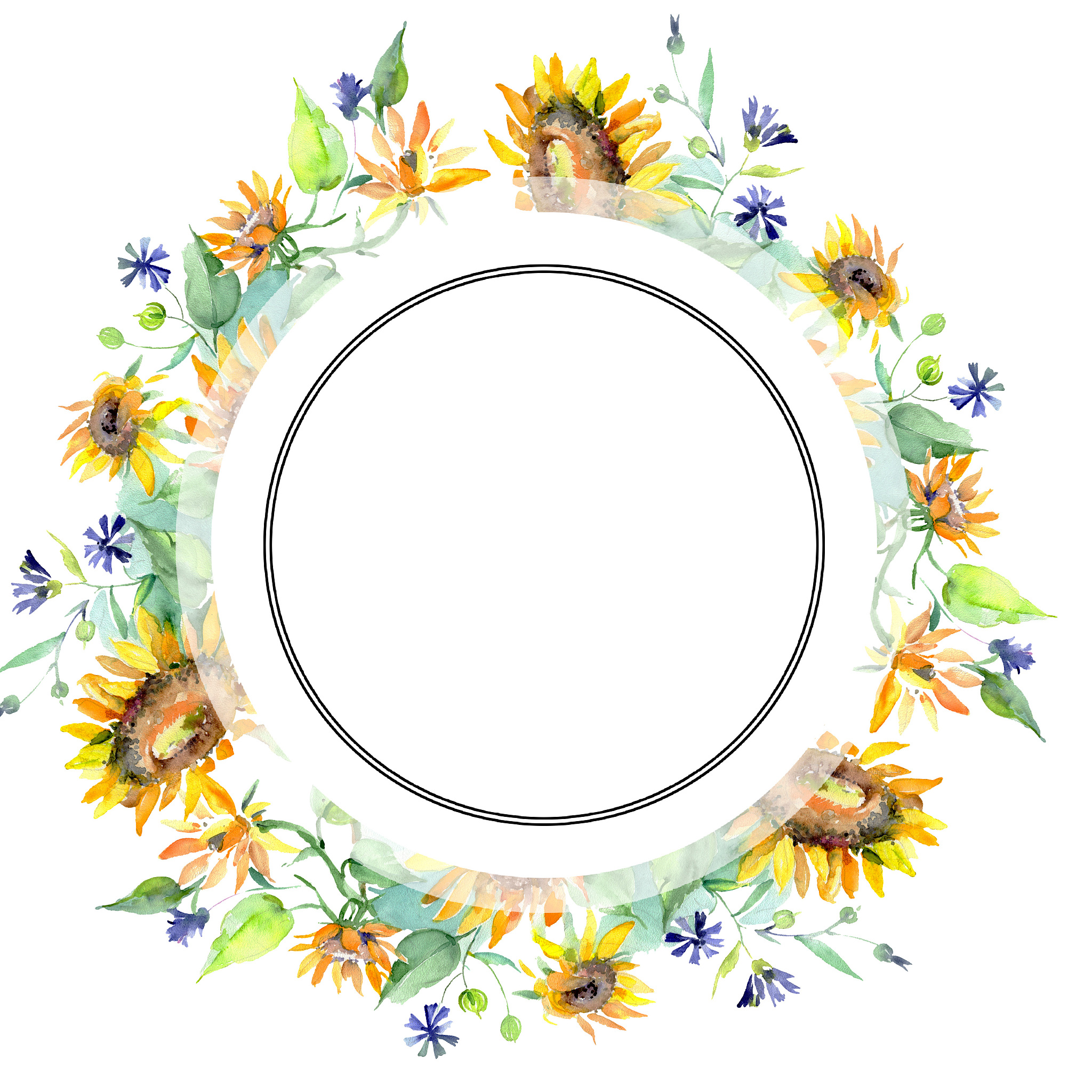 sunflower bouquet floral botanical flowers. watercolor backgroun
