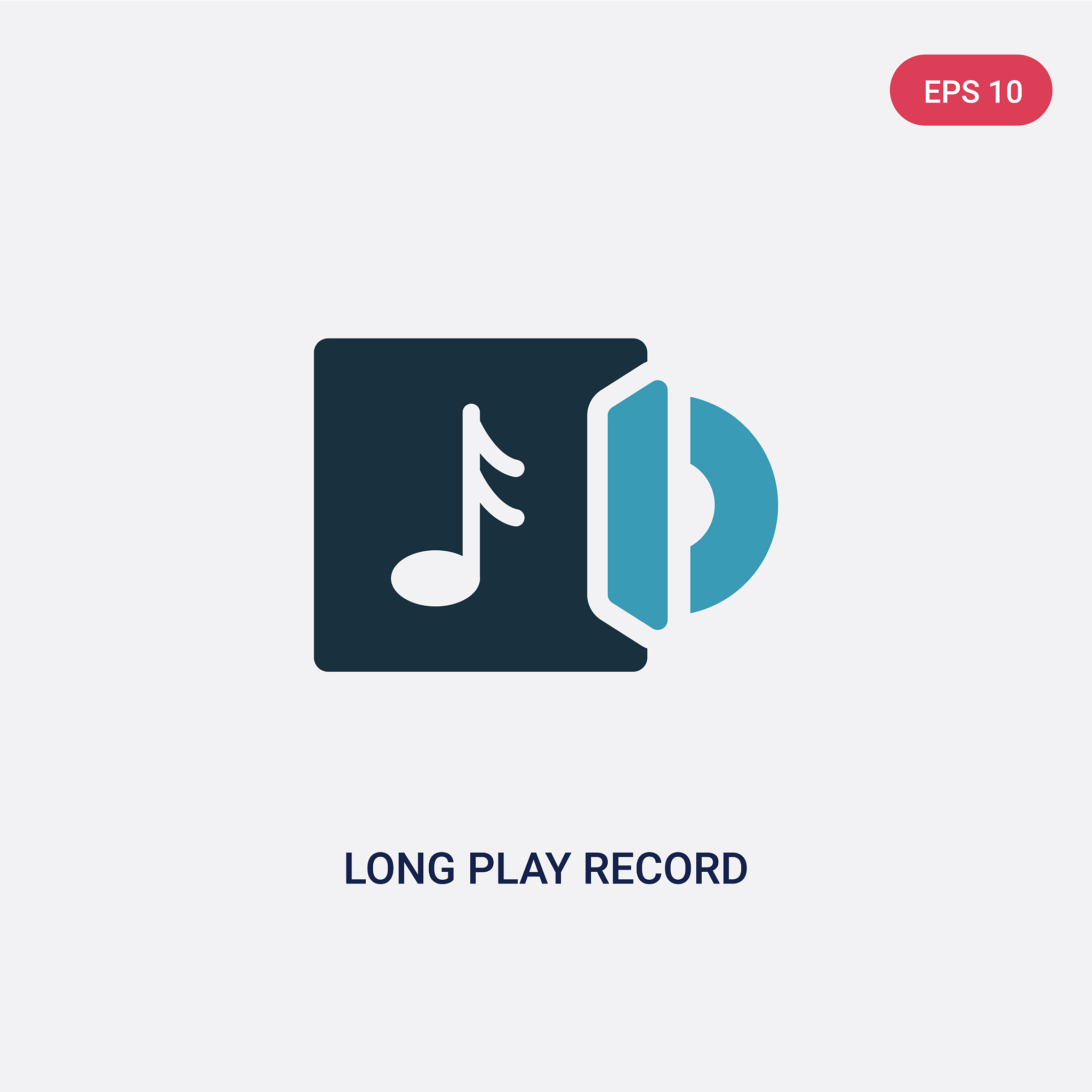 two color long play record cover icon from music