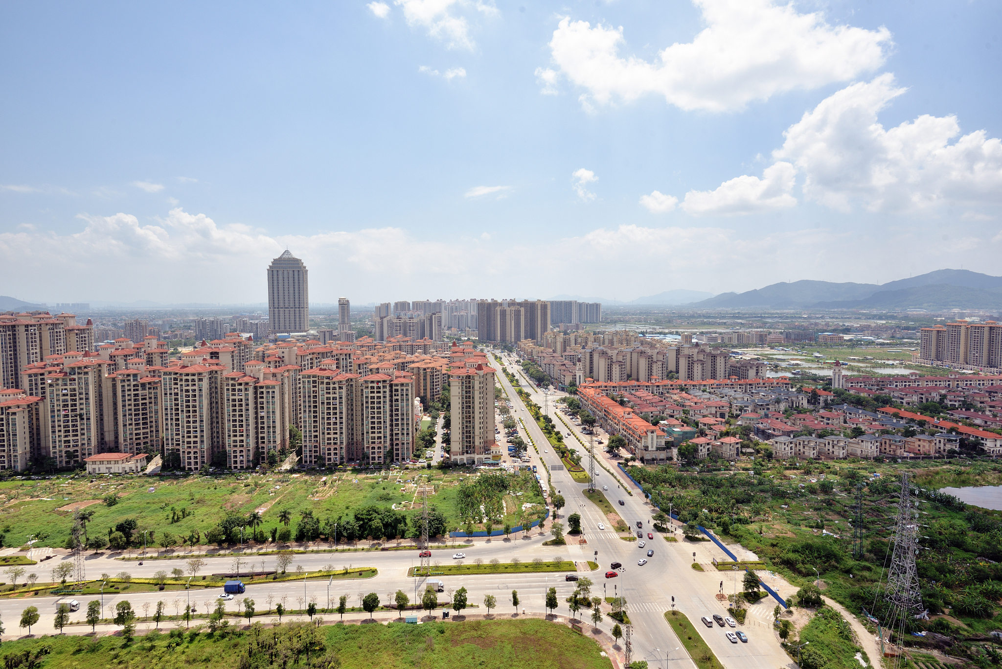 the town's landmark skyline