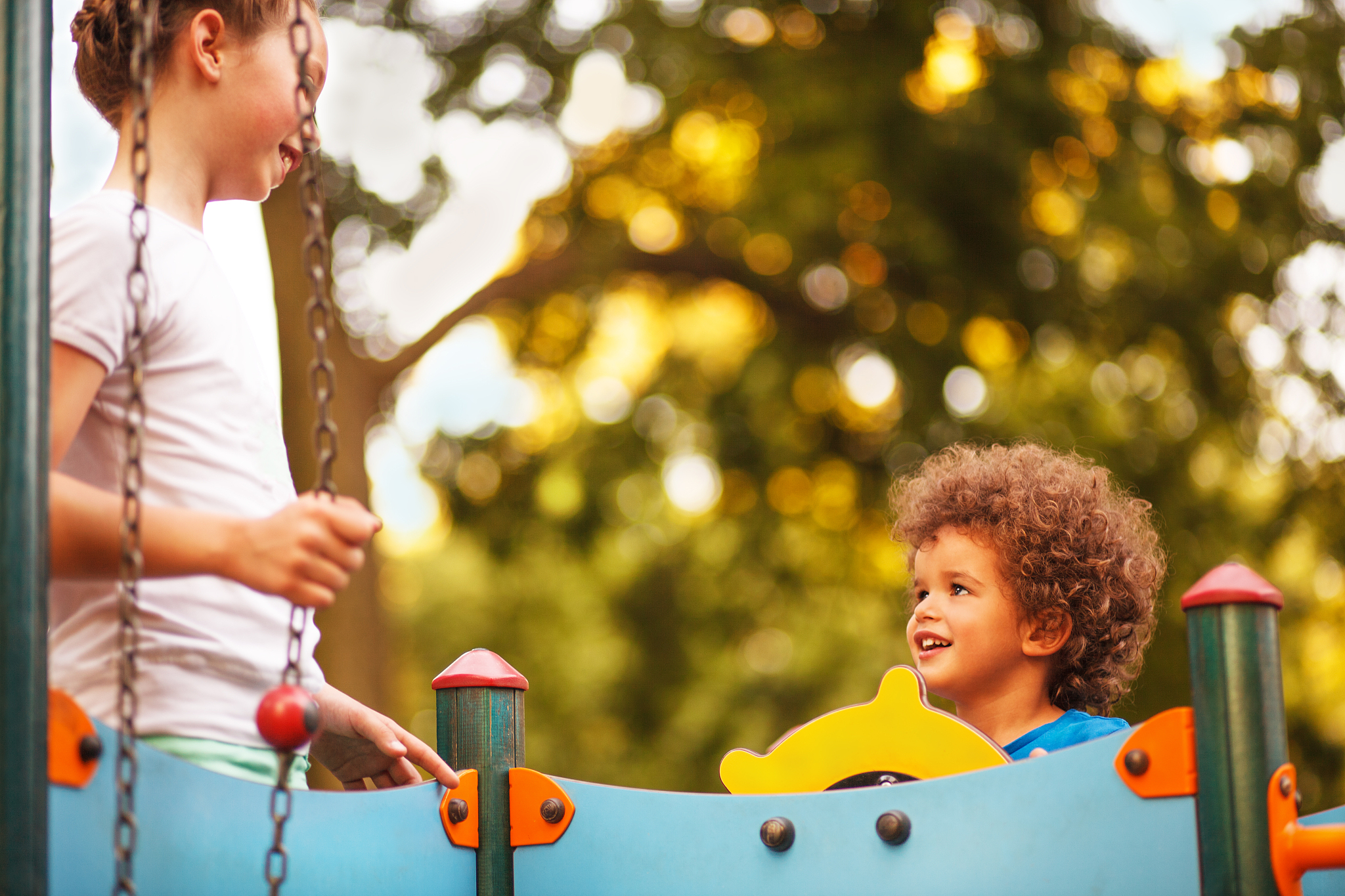 cute mixed race kids in park