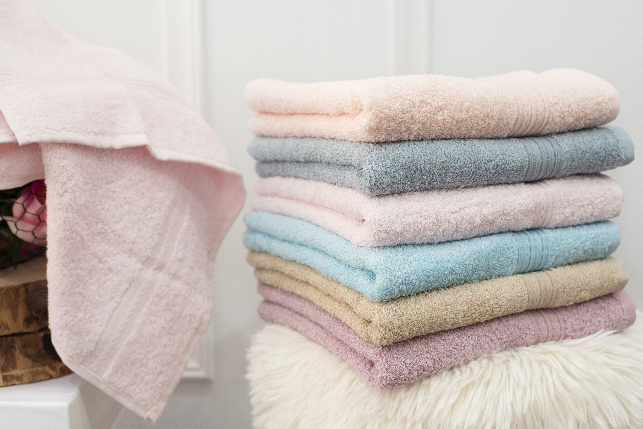 clean soft colorful towels