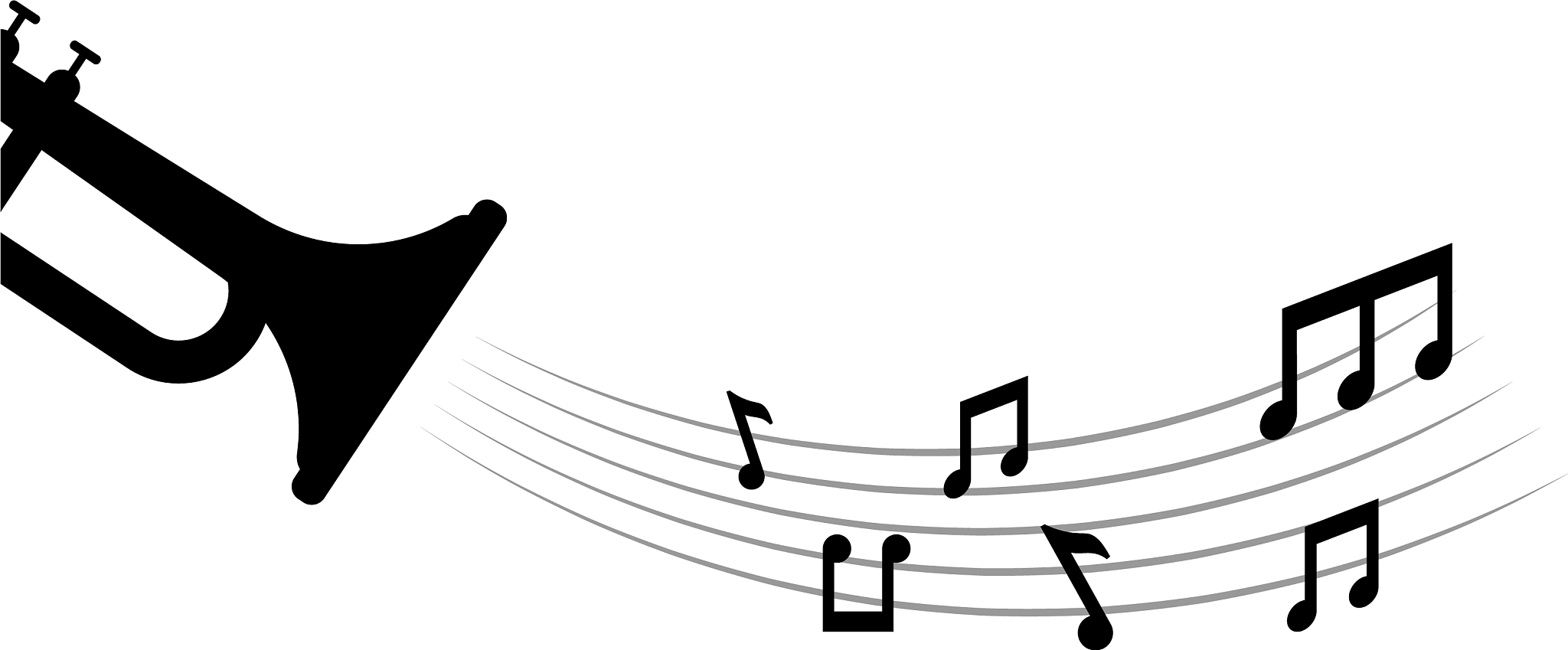 music notes and trumpet graphic design template