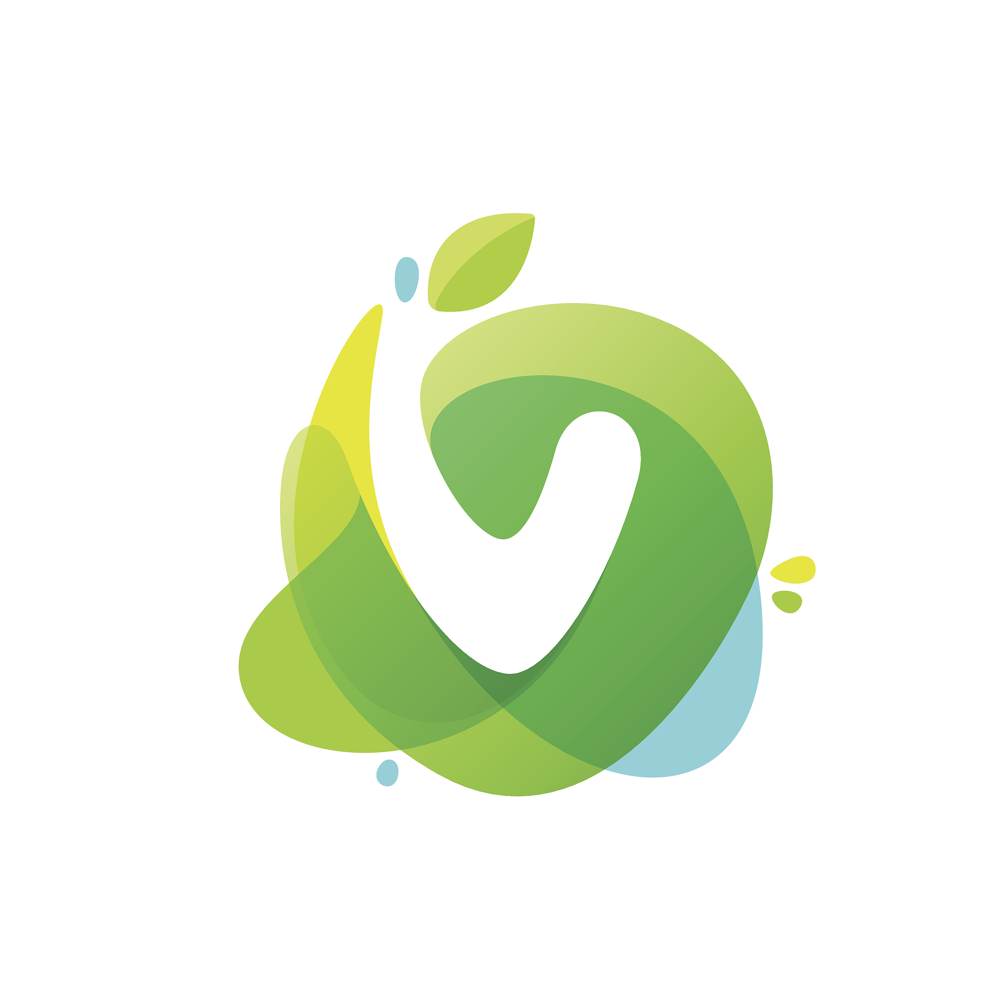 letter v icon at green watercolor splash background.