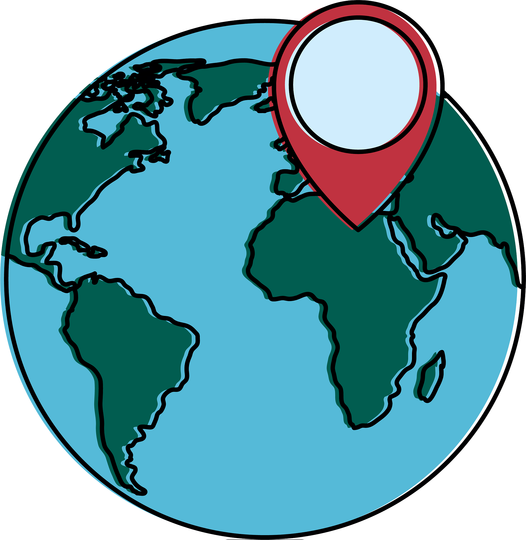 world planet earth with pin pointer