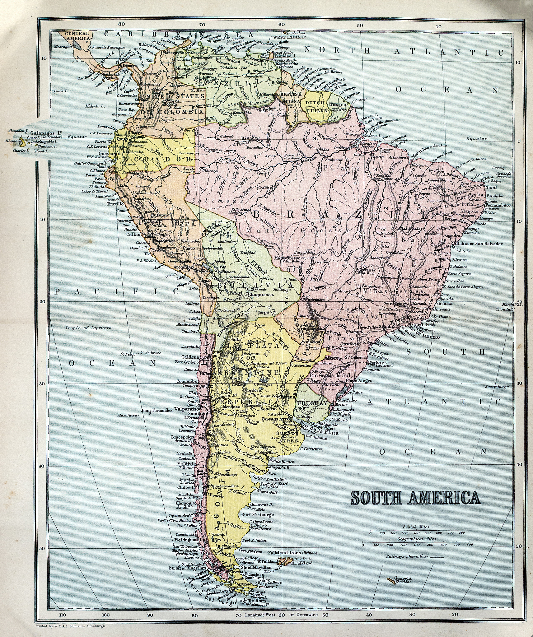 antique map of south america