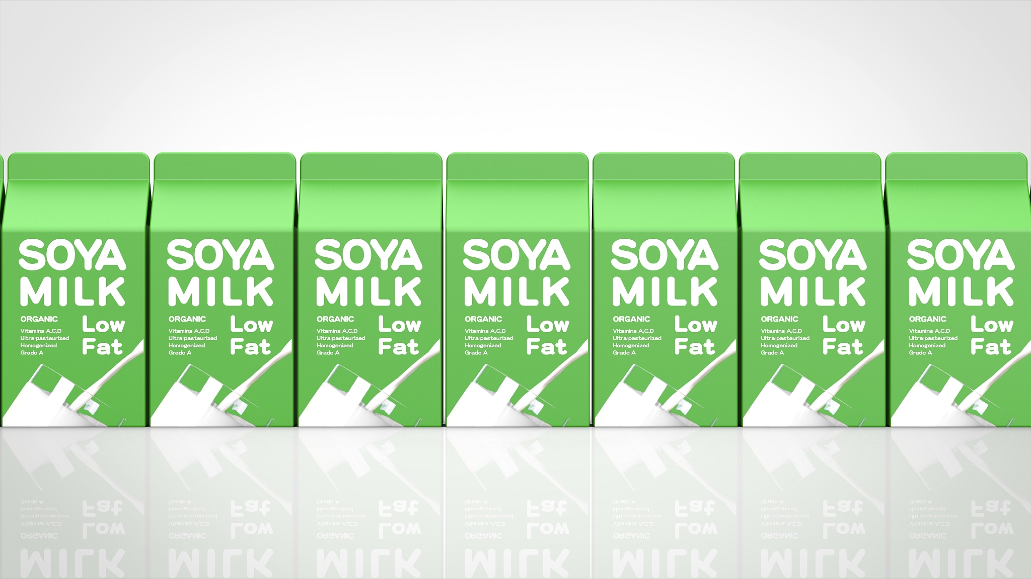 soy milk small multiple front 3d rendering