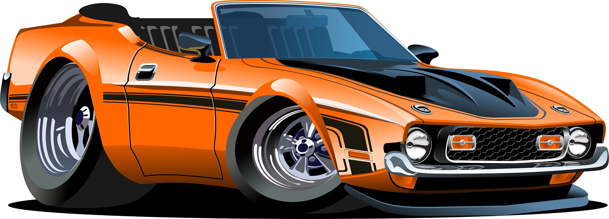 cartoon retro car