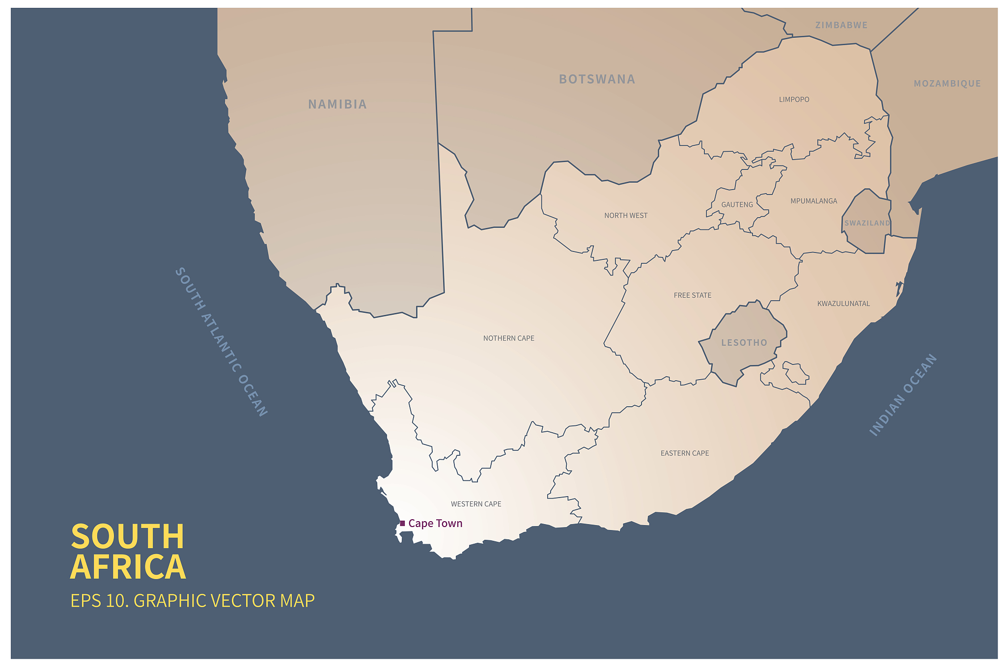 south africa map. vector map of south africa in southern africa