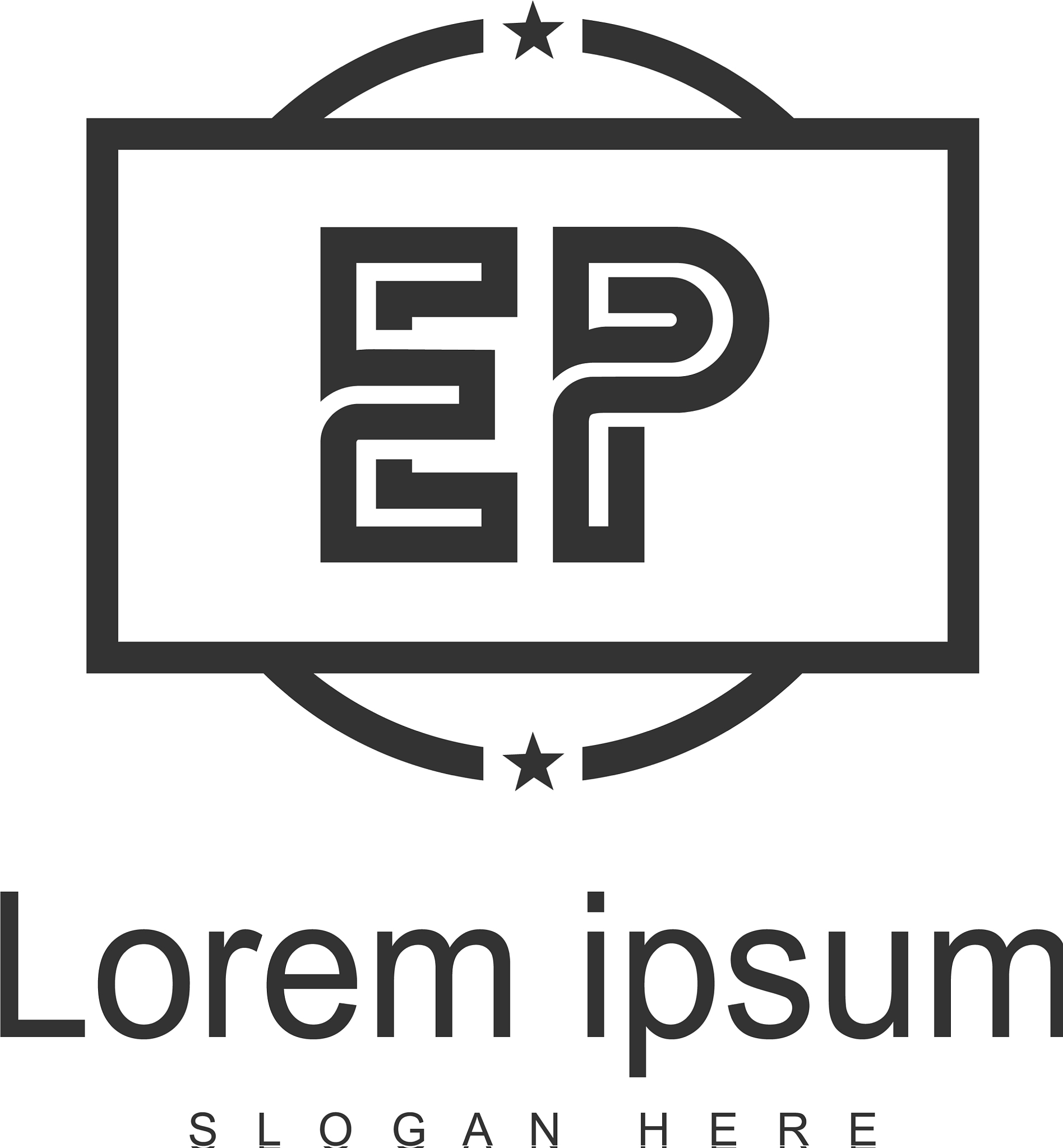 initial ep logo template with modern frame
