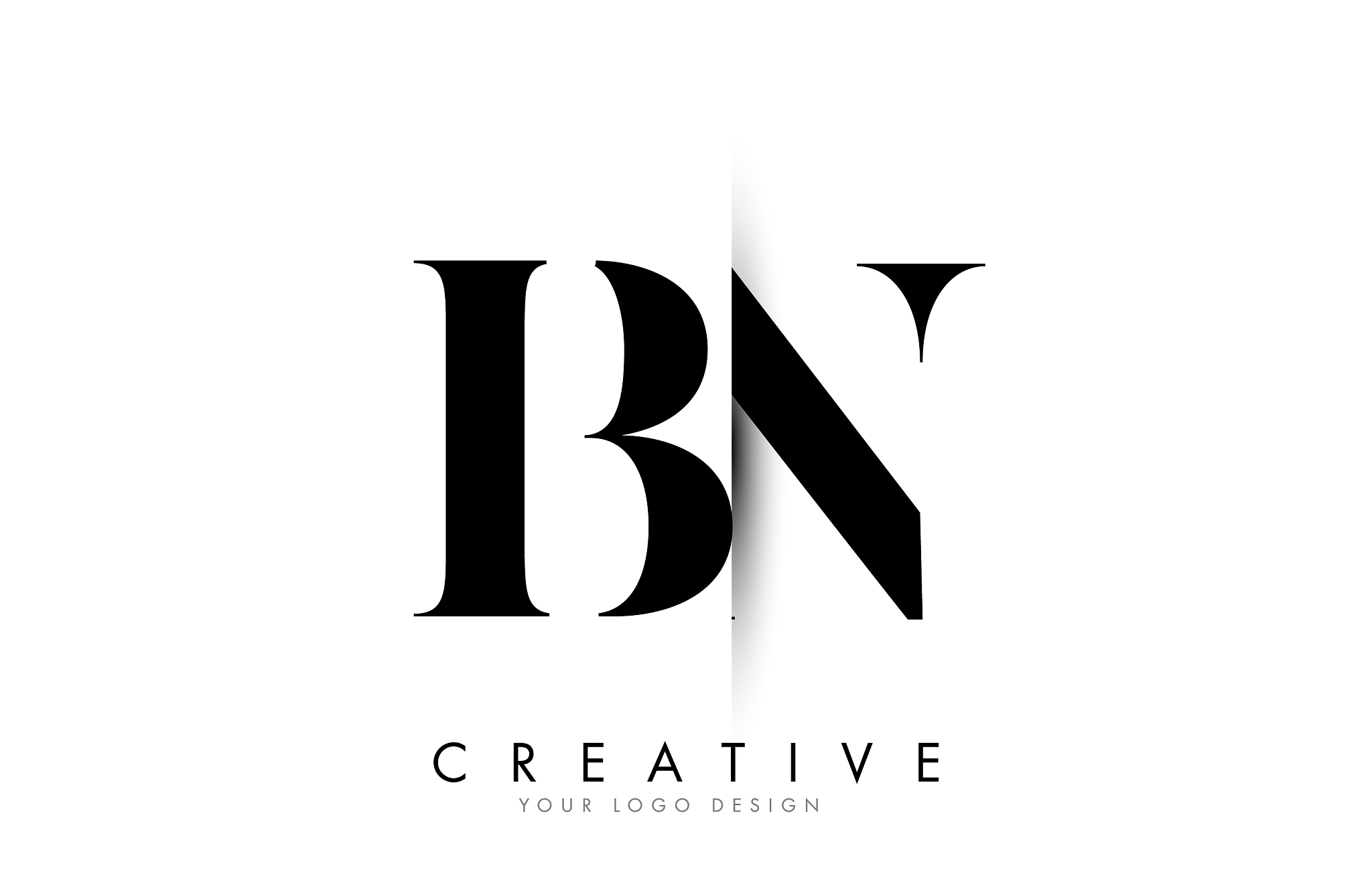 bn b n letter logo with creative shadow cut design