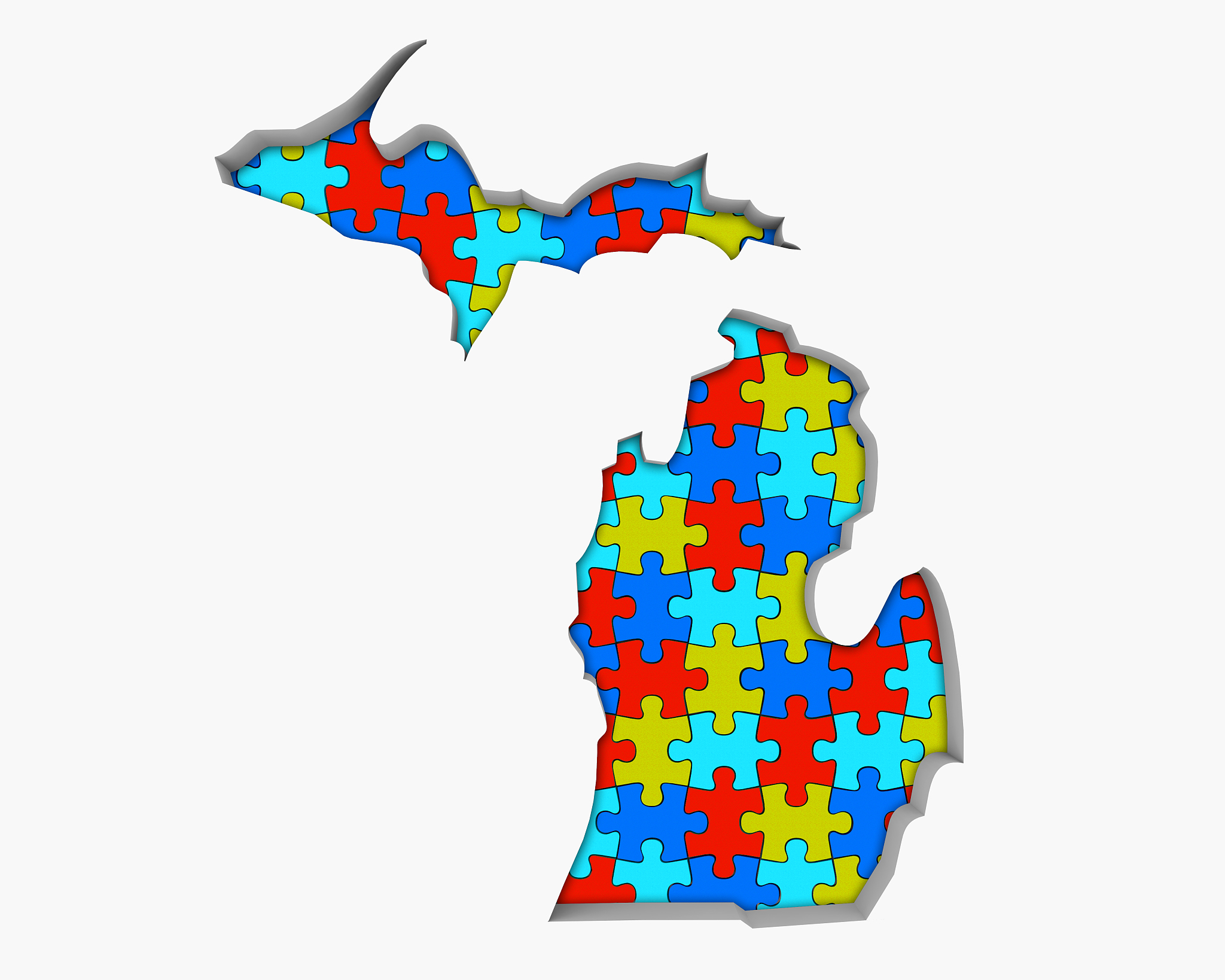 michigan mi puzzle pieces map working together 3d illustration