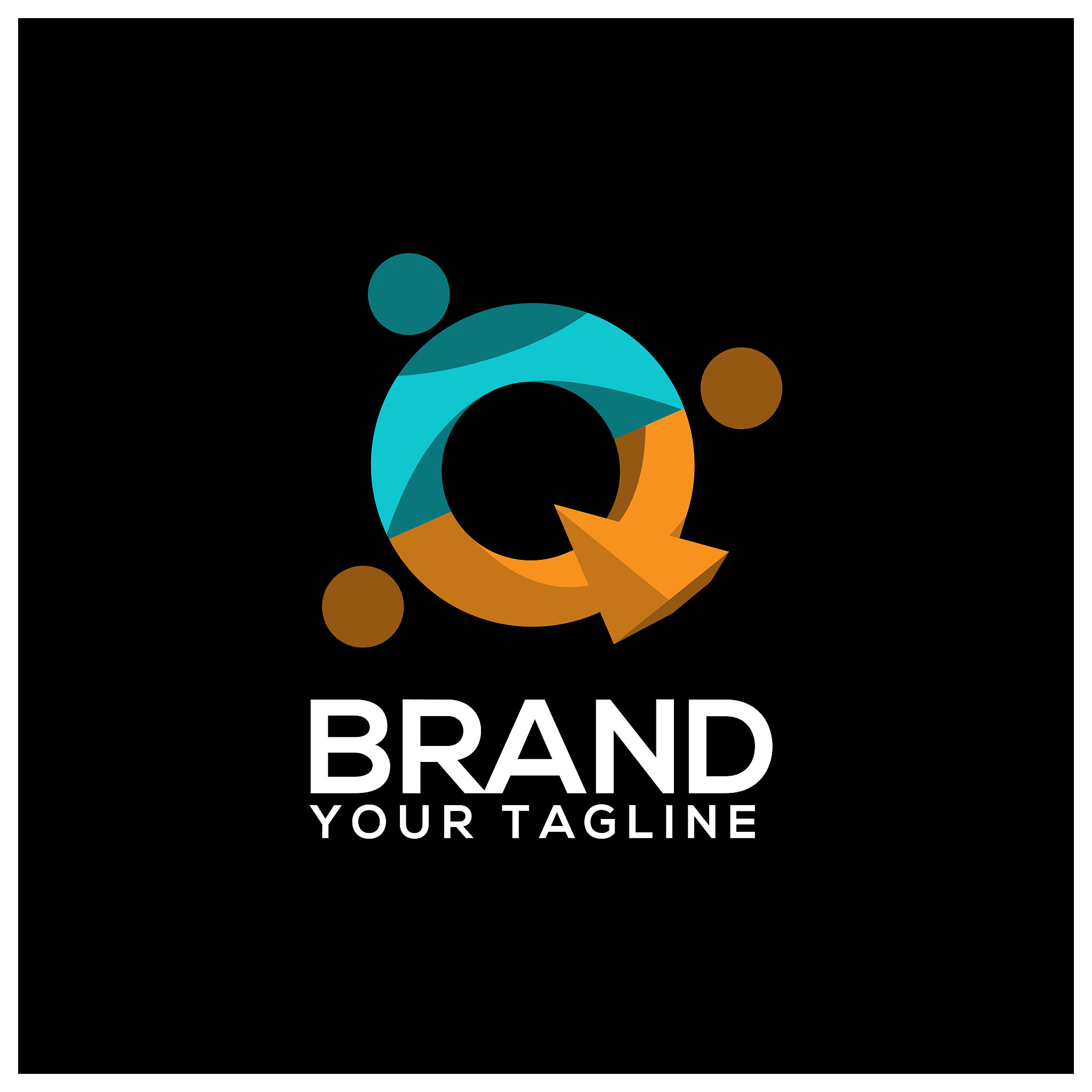 letter q with people on black background. logo design template. 
