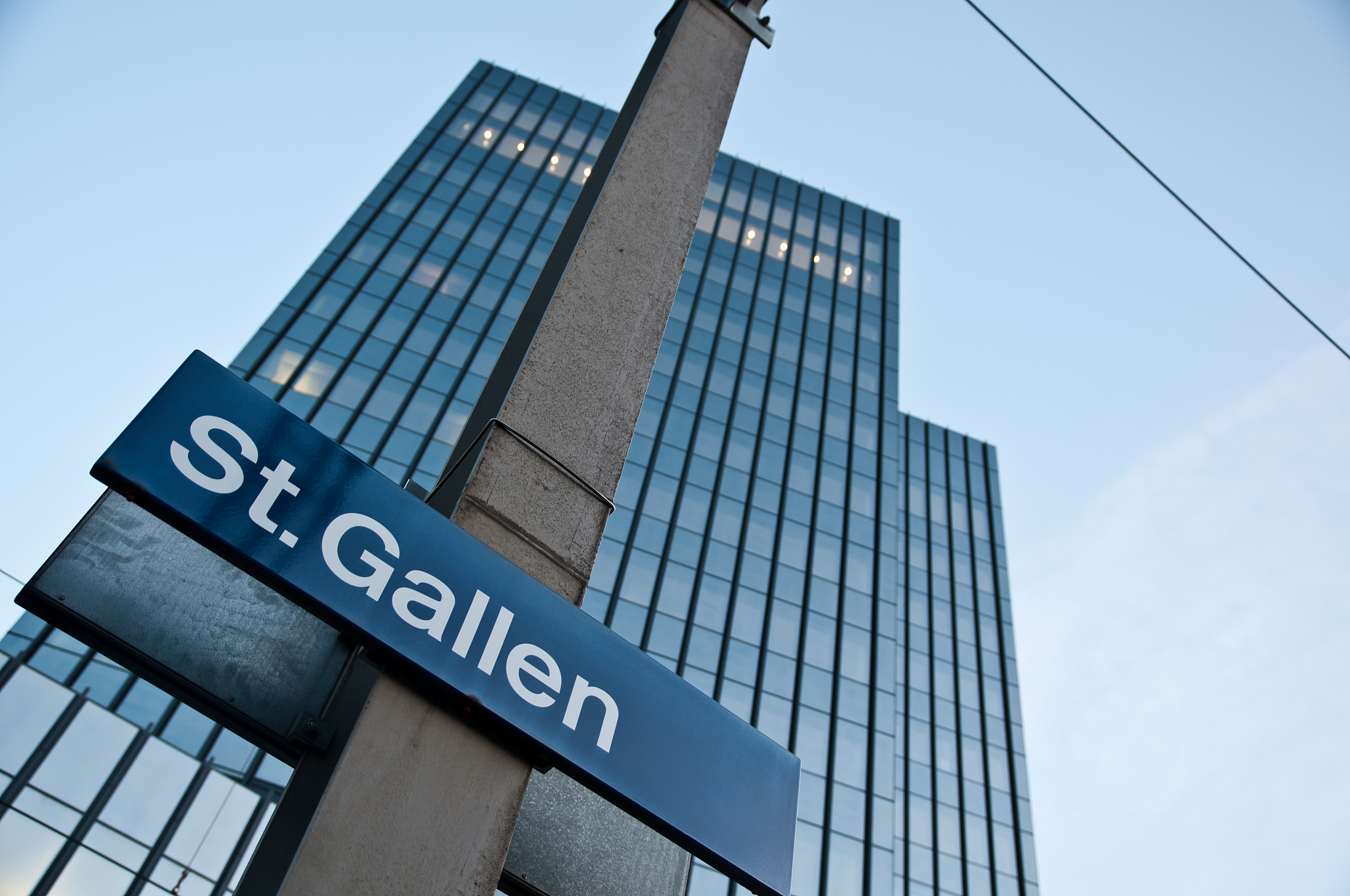 sign at the railway station of st. gallen, switzerland