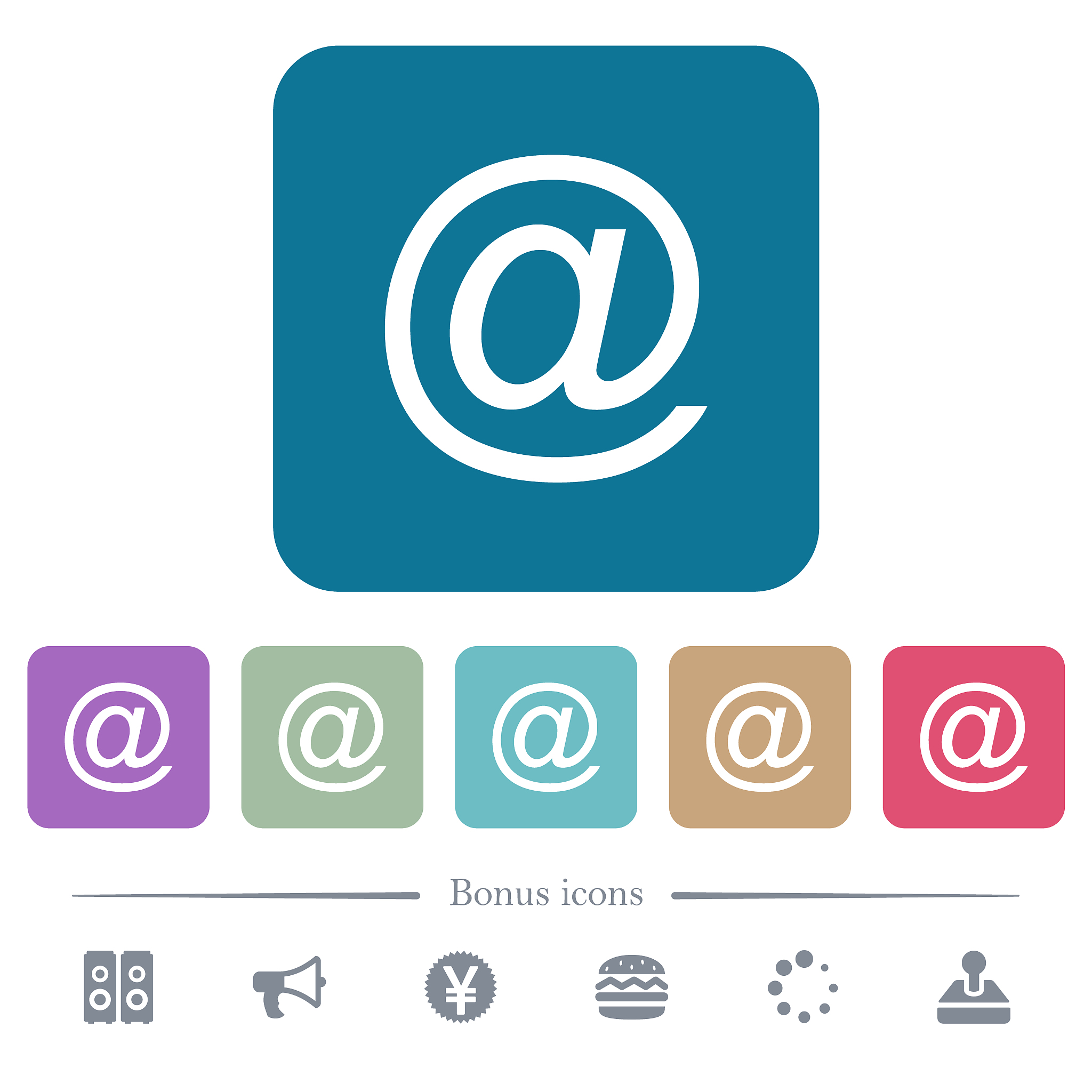 single email symbol flat icons on color rounded square backgroun