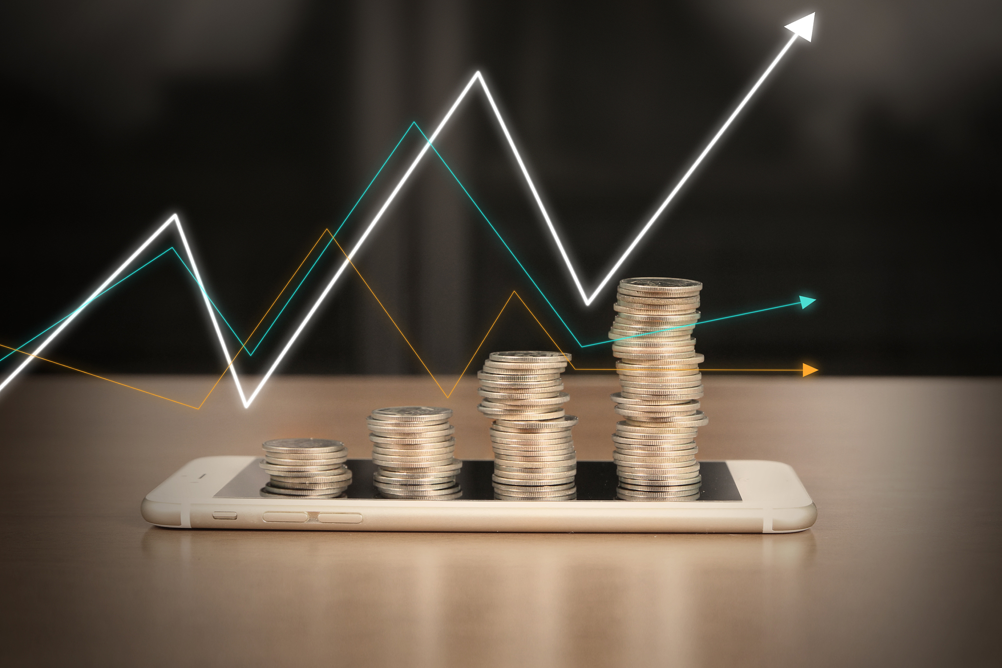 smartphone mockup and coin