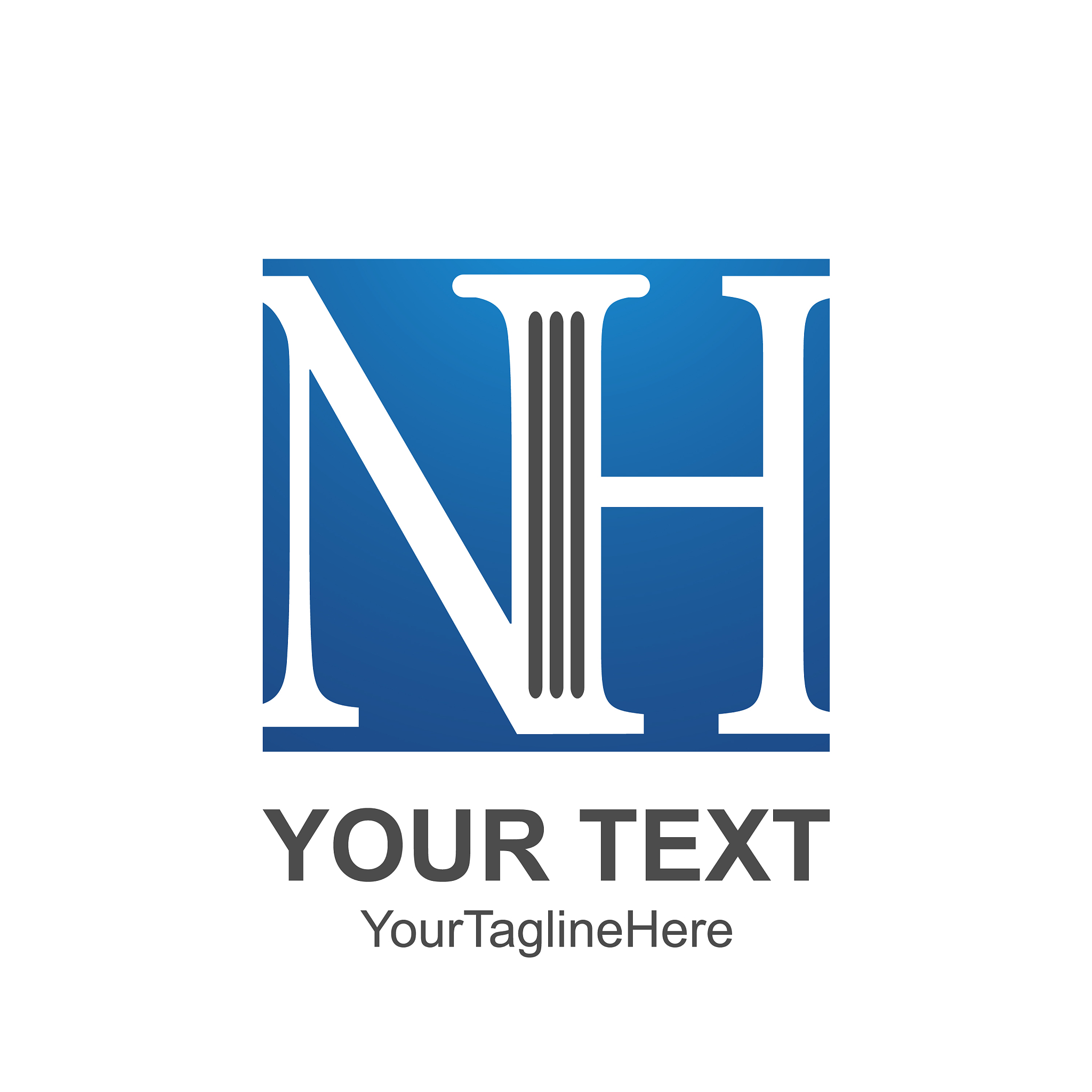 initial letter nh logo template colored blue