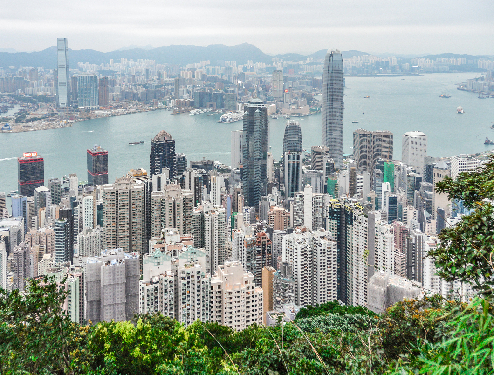 aerial view of hong kong cityscape