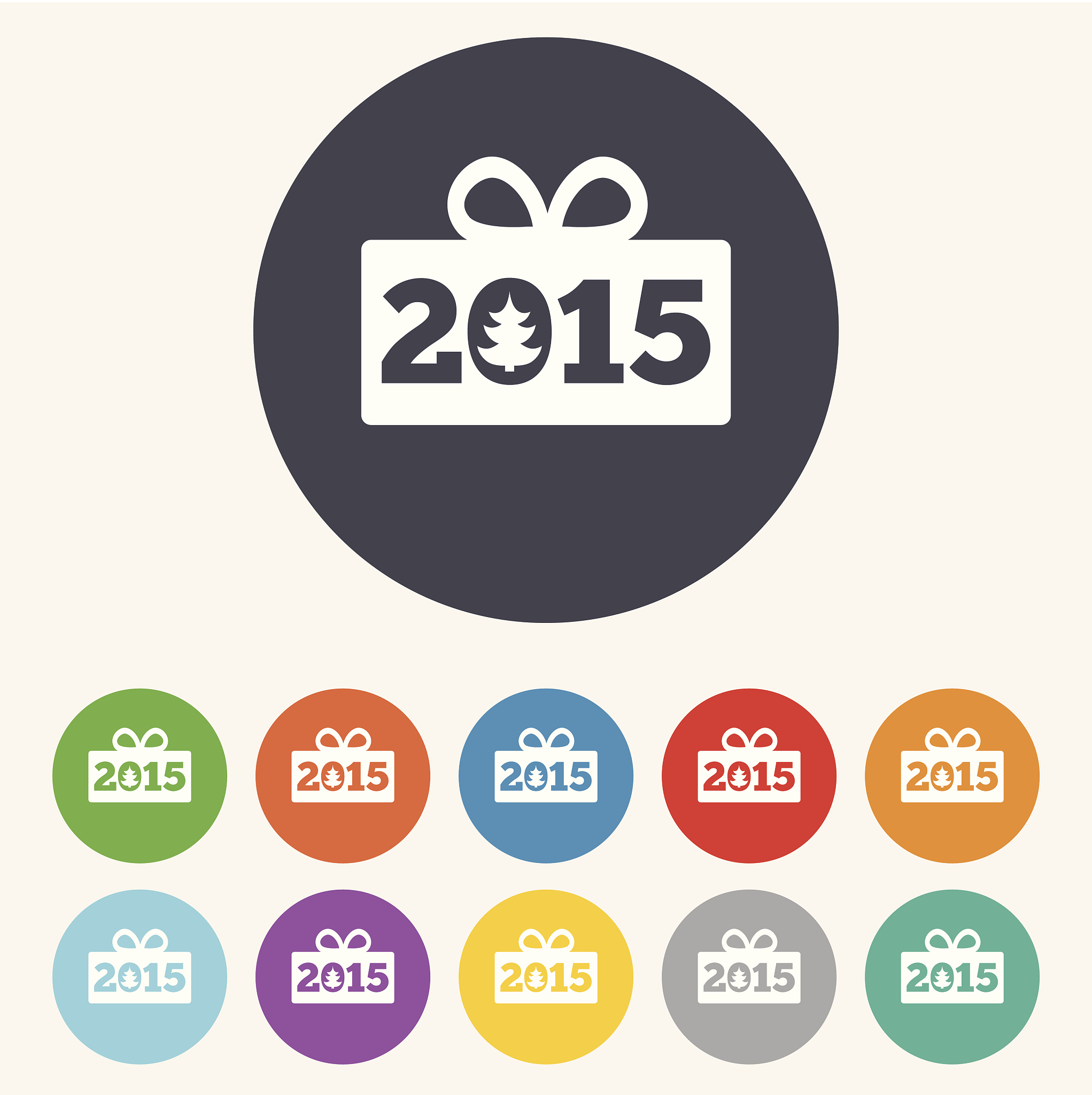 happy new year 2015 sign icon. christmas gift.