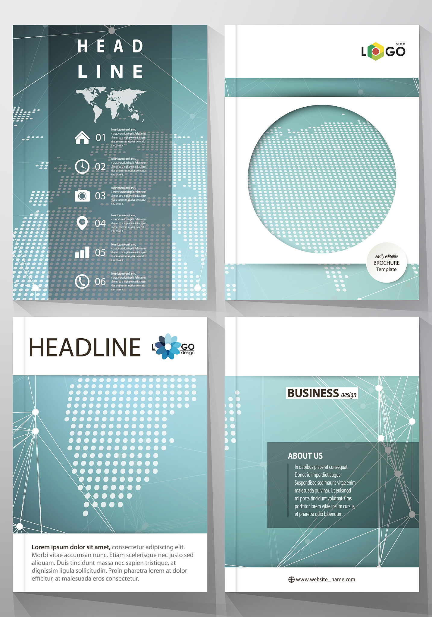 the vector illustration of the editable layout of four a4 format