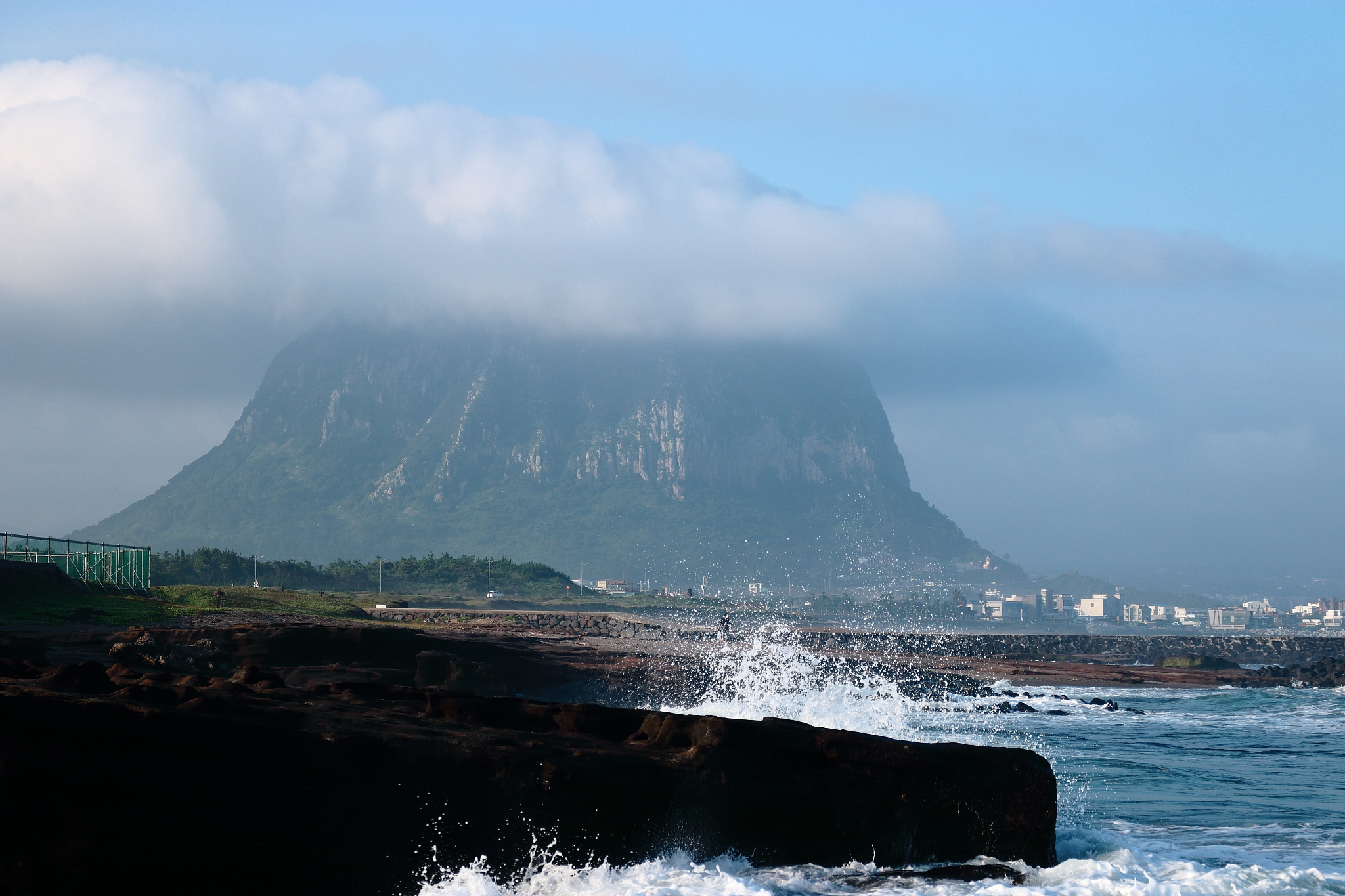 sanbangsan mountain, cloud, sea,