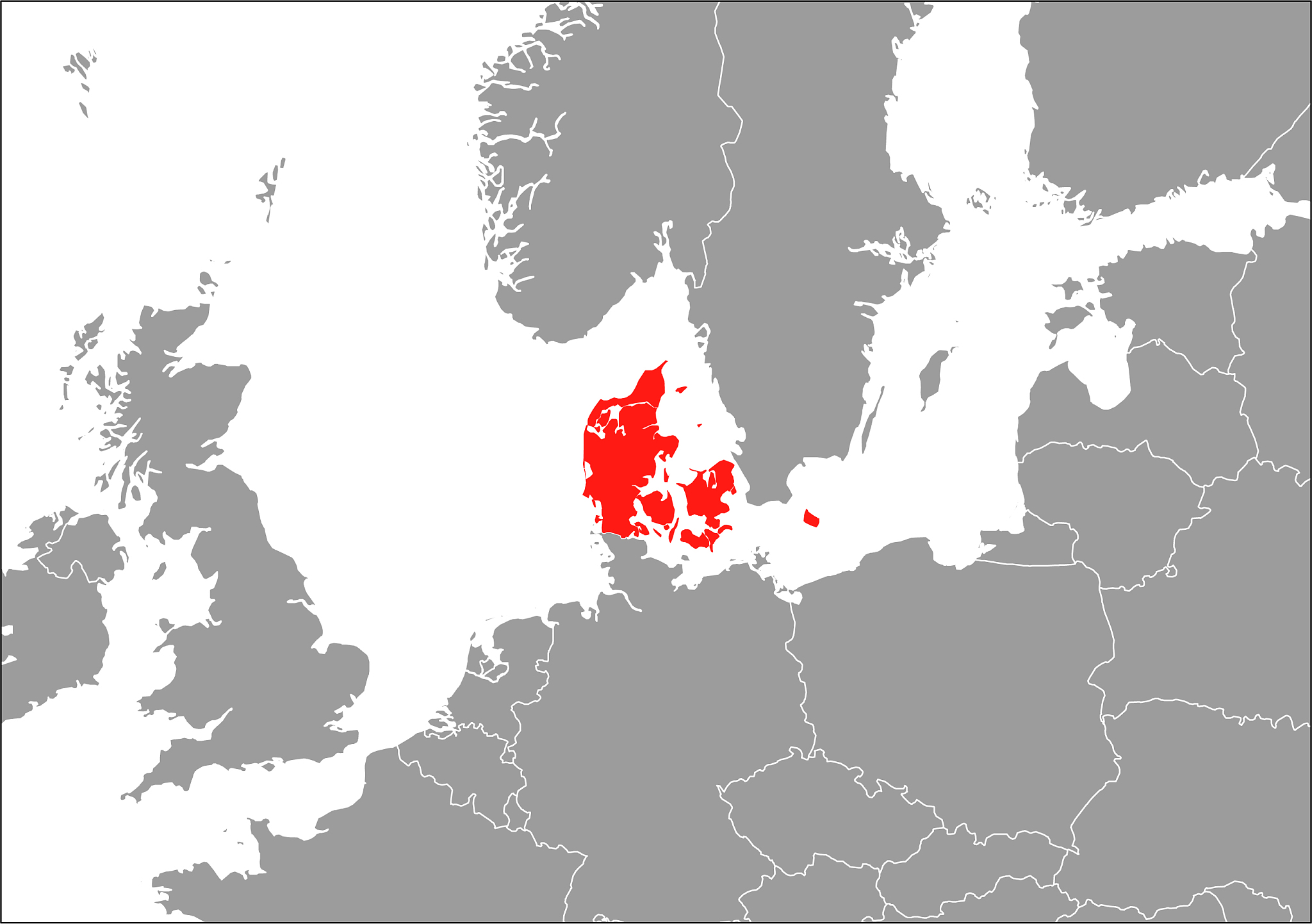 denmark map on gray base