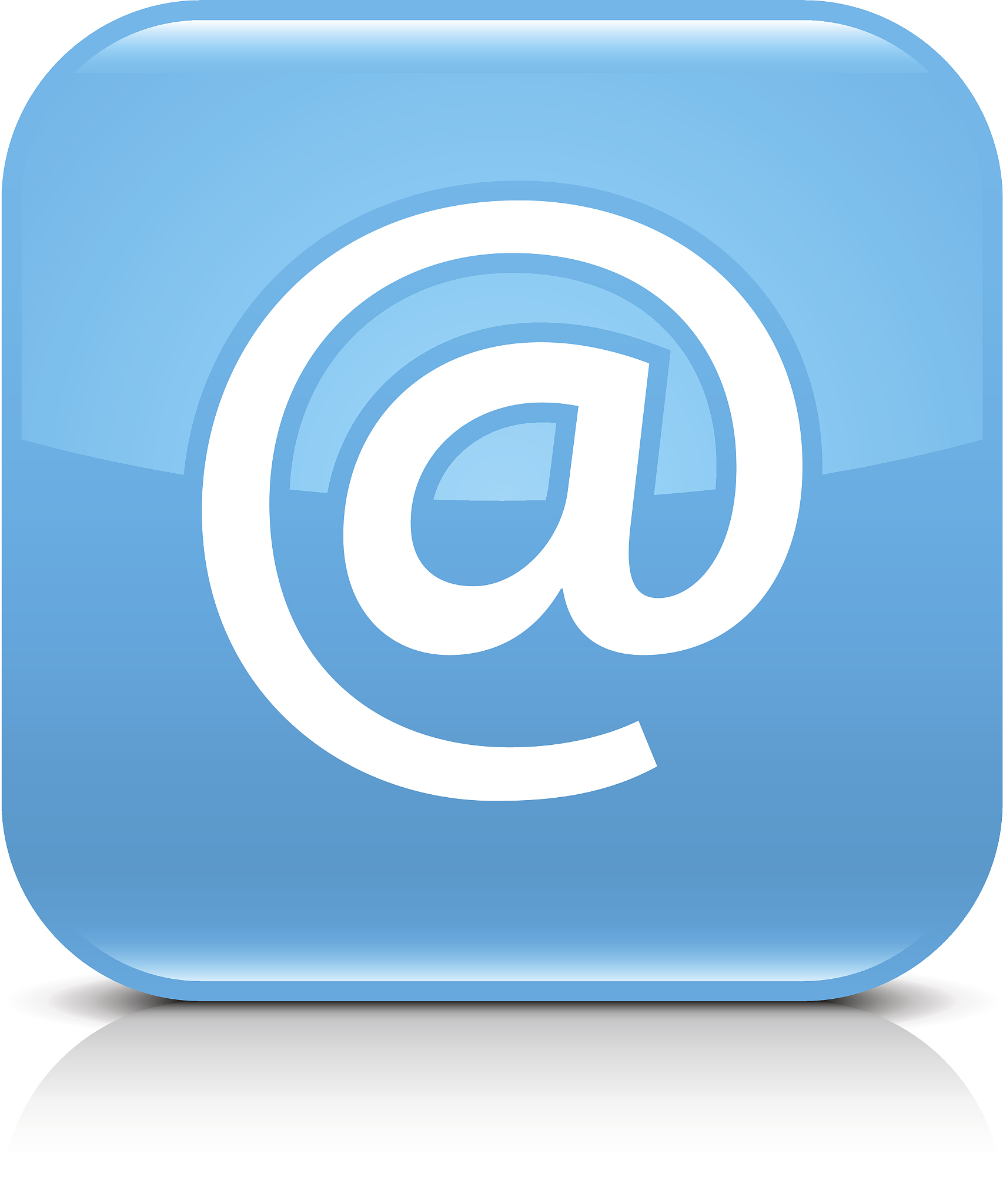 blue icon at sign glossy rounded square web internet button