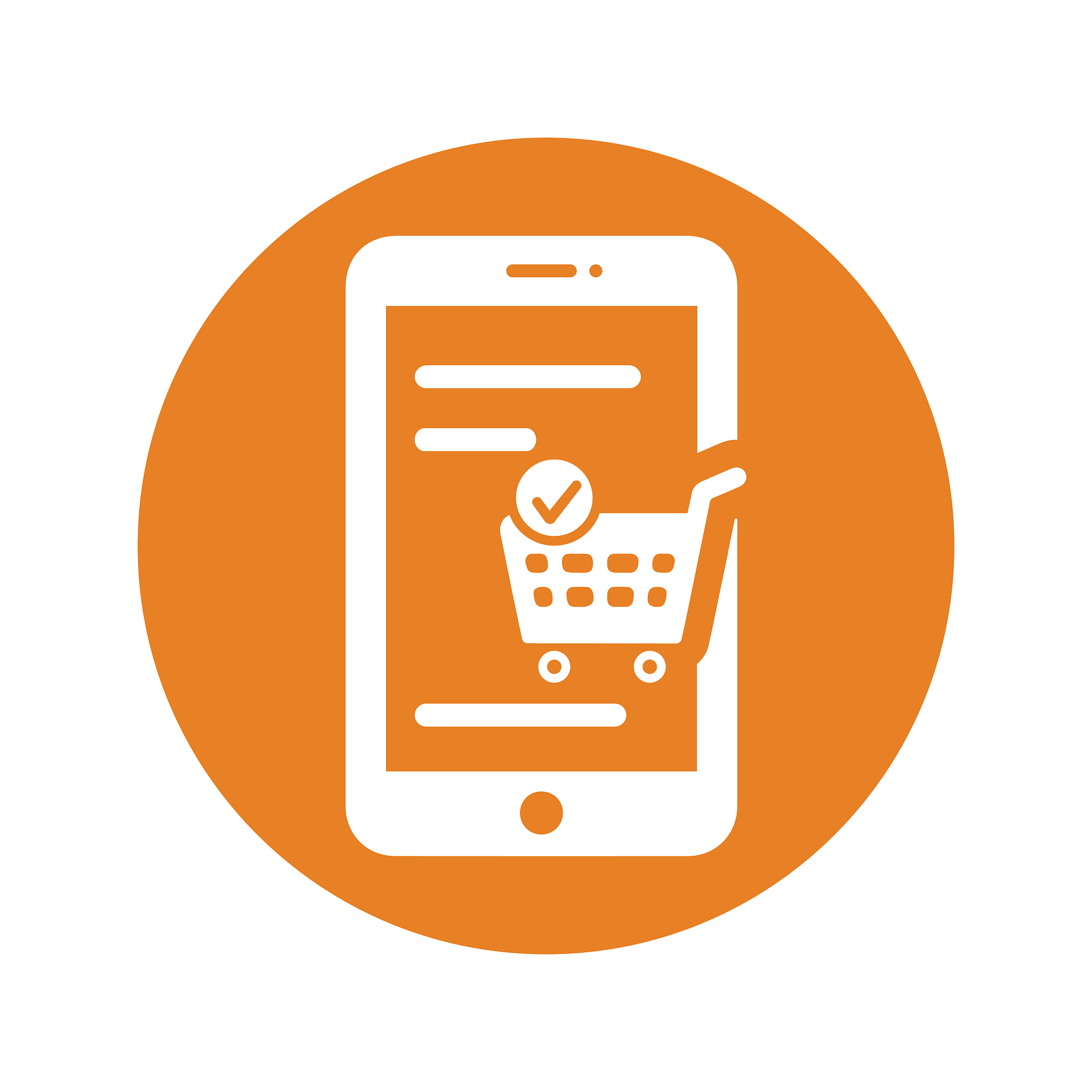 mobile online shopping icon / orange color
