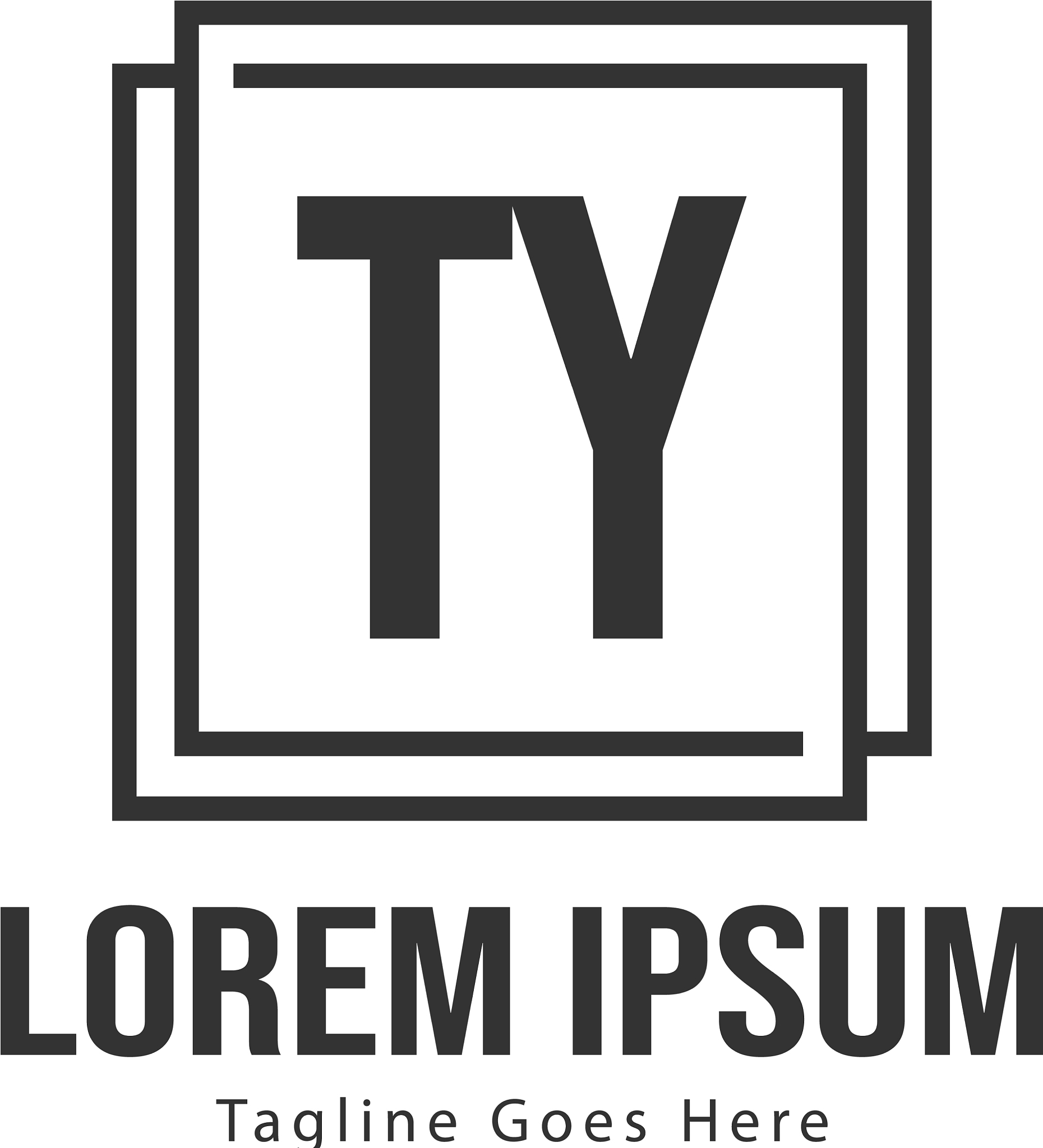 initial ty logo template with modern frame