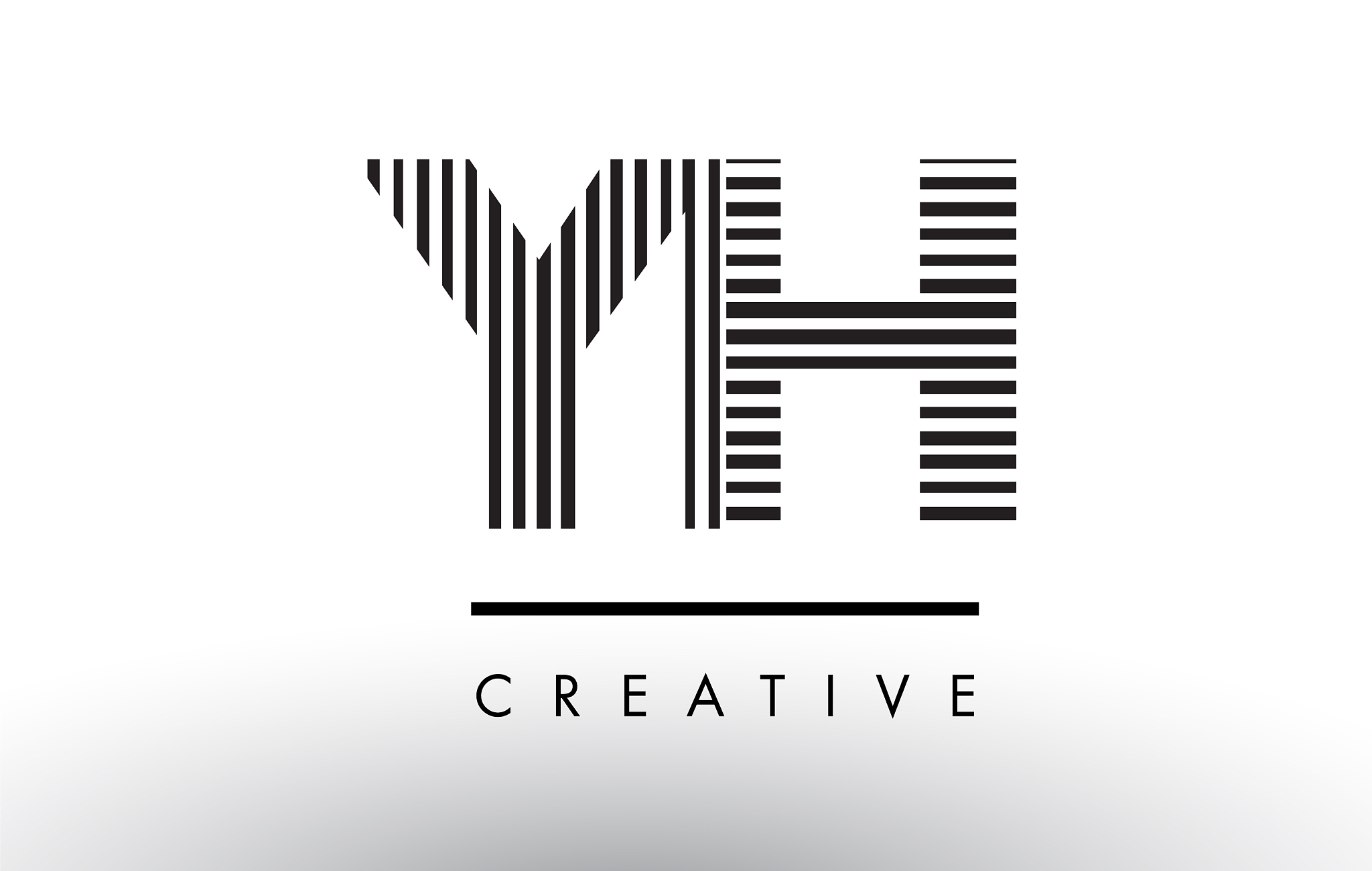 yh y h black and white lines letter logo design